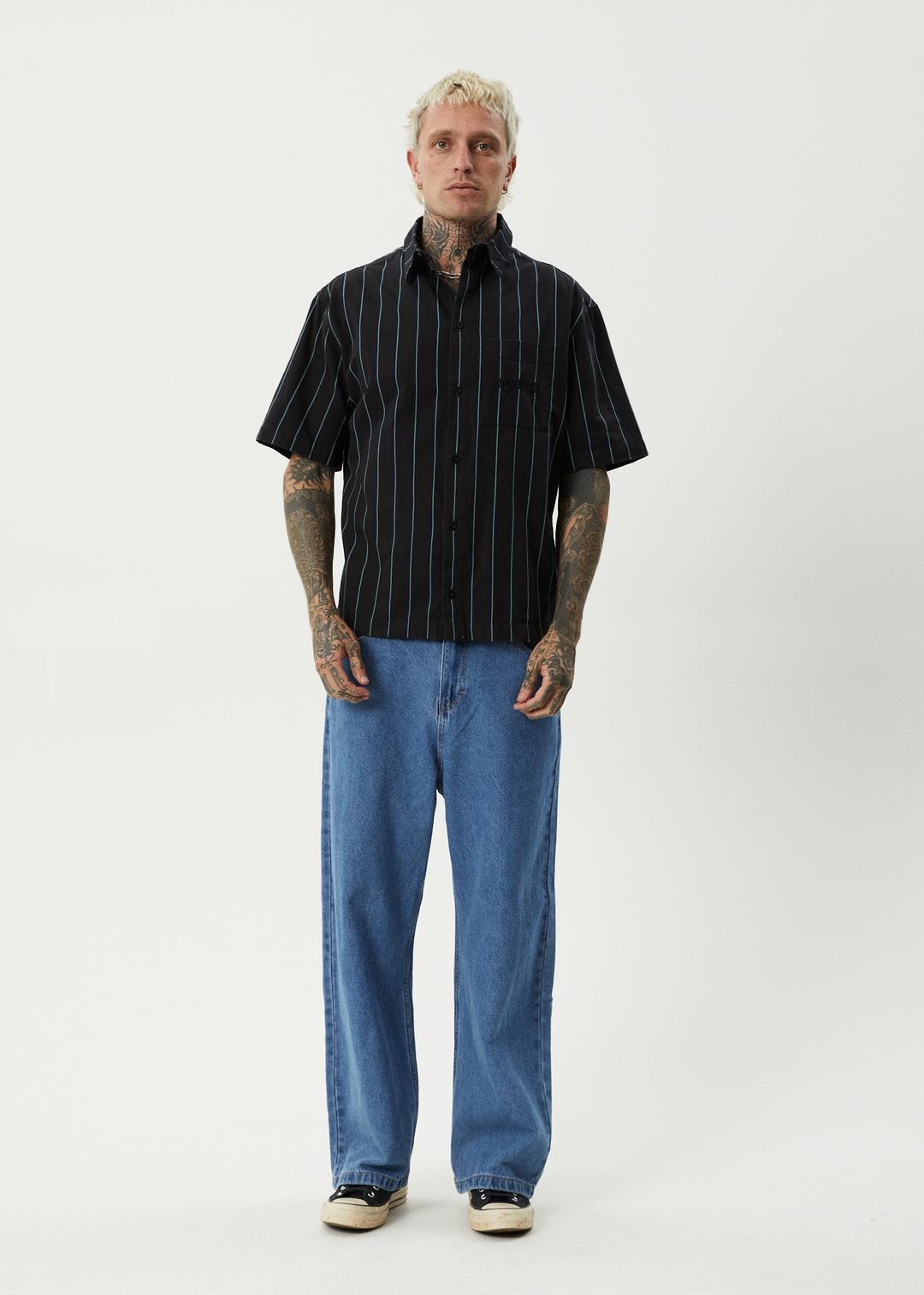 AFENDS Mens Pin Head - Short Sleeve Shirt - Black