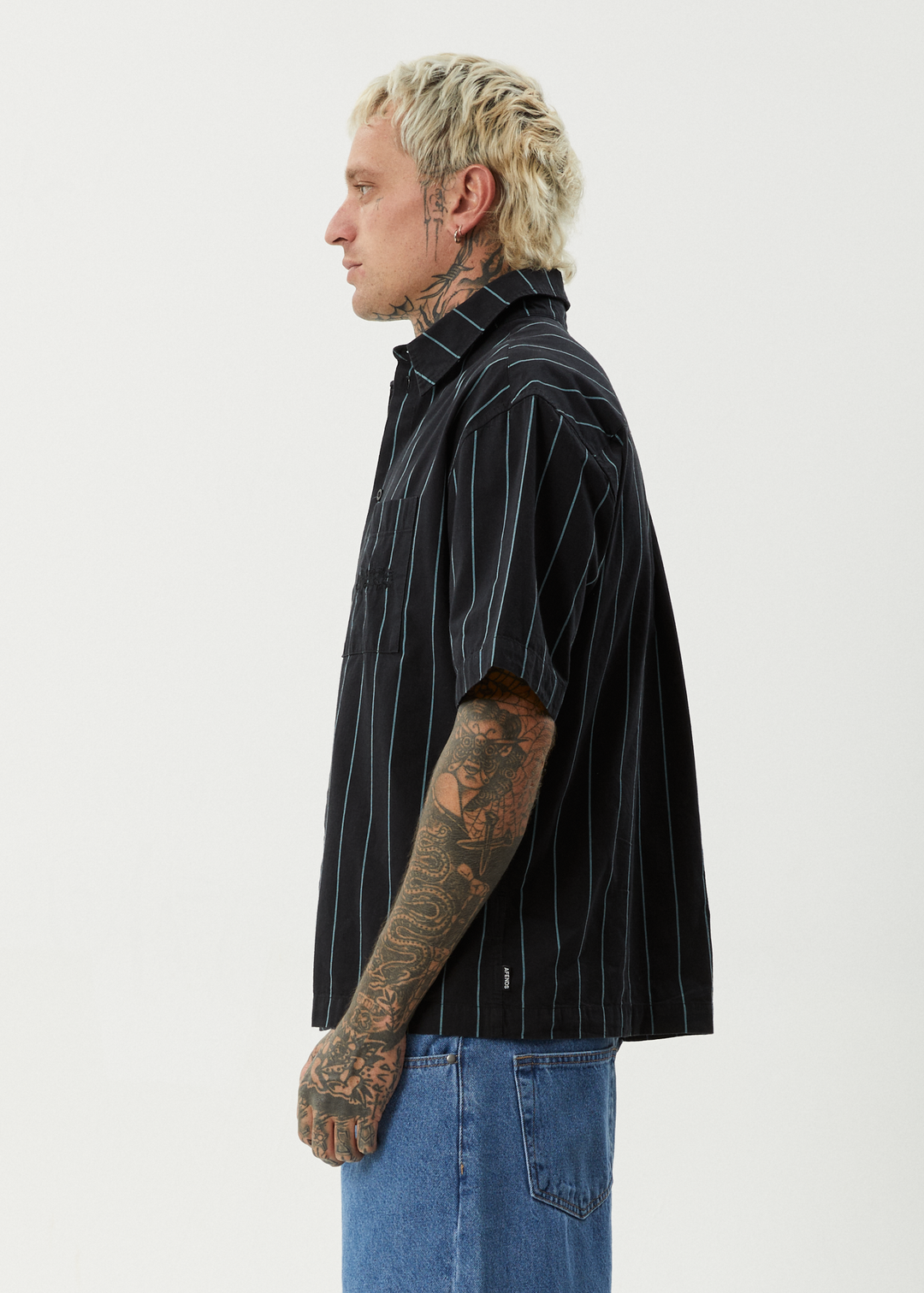 AFENDS Mens Pin Head - Short Sleeve Shirt - Black