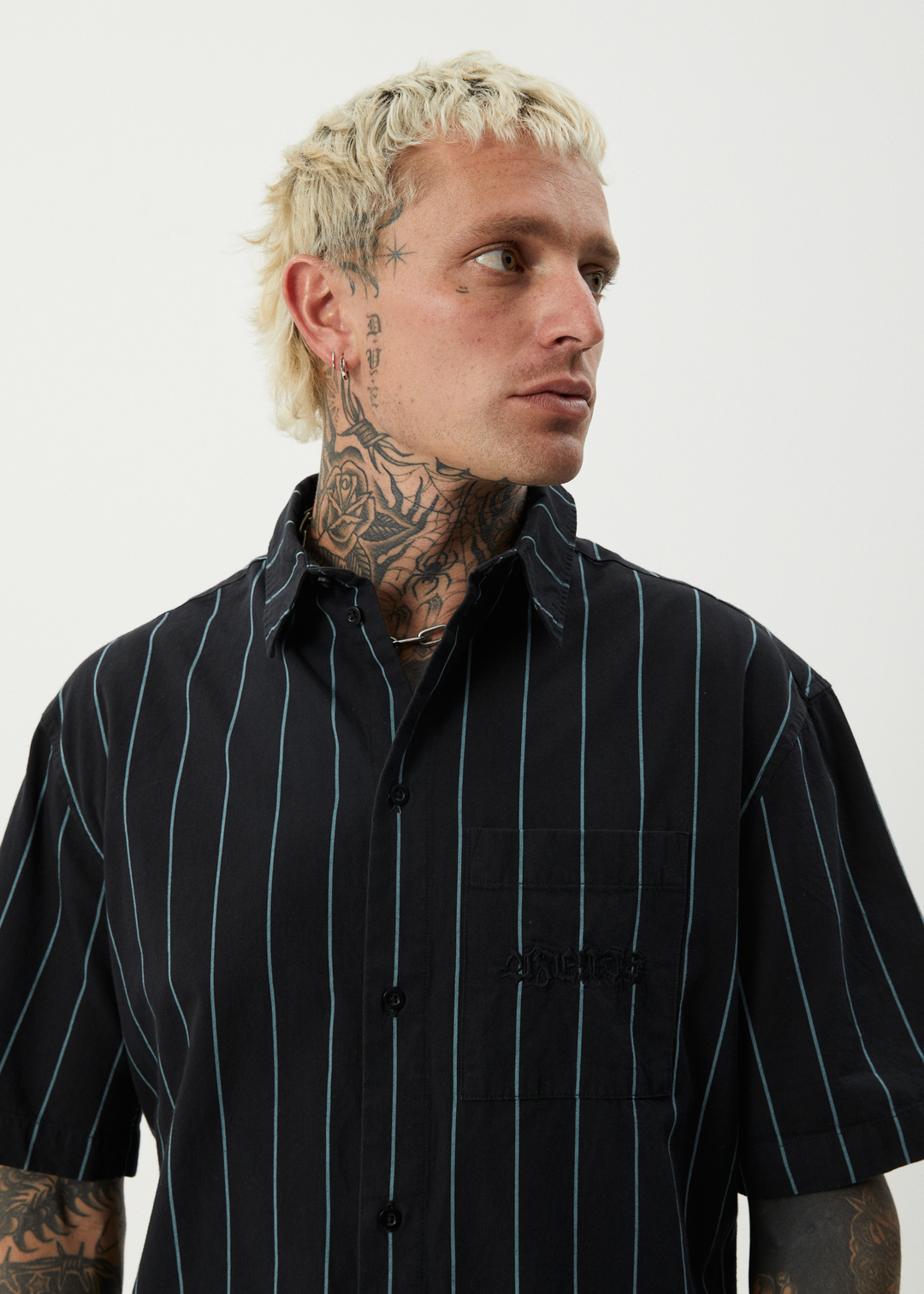 AFENDS Mens Pin Head - Short Sleeve Shirt - Black