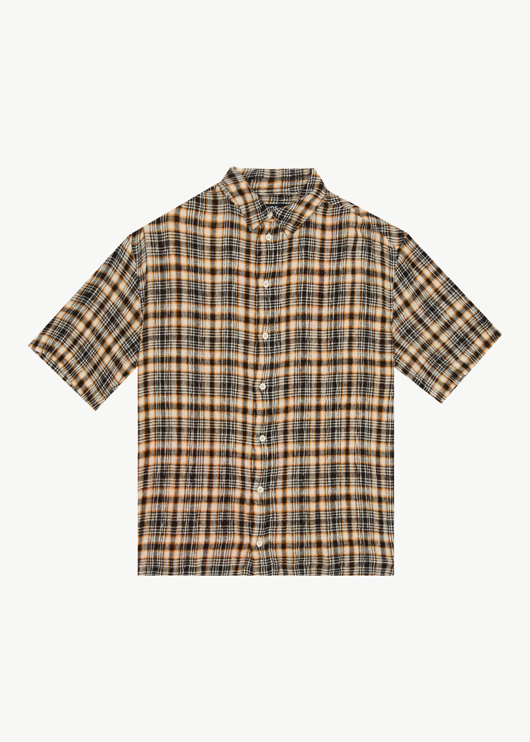 AFENDS Mens Check Out - Seersucker Short Sleeve Shirt - Moonbeam Check 