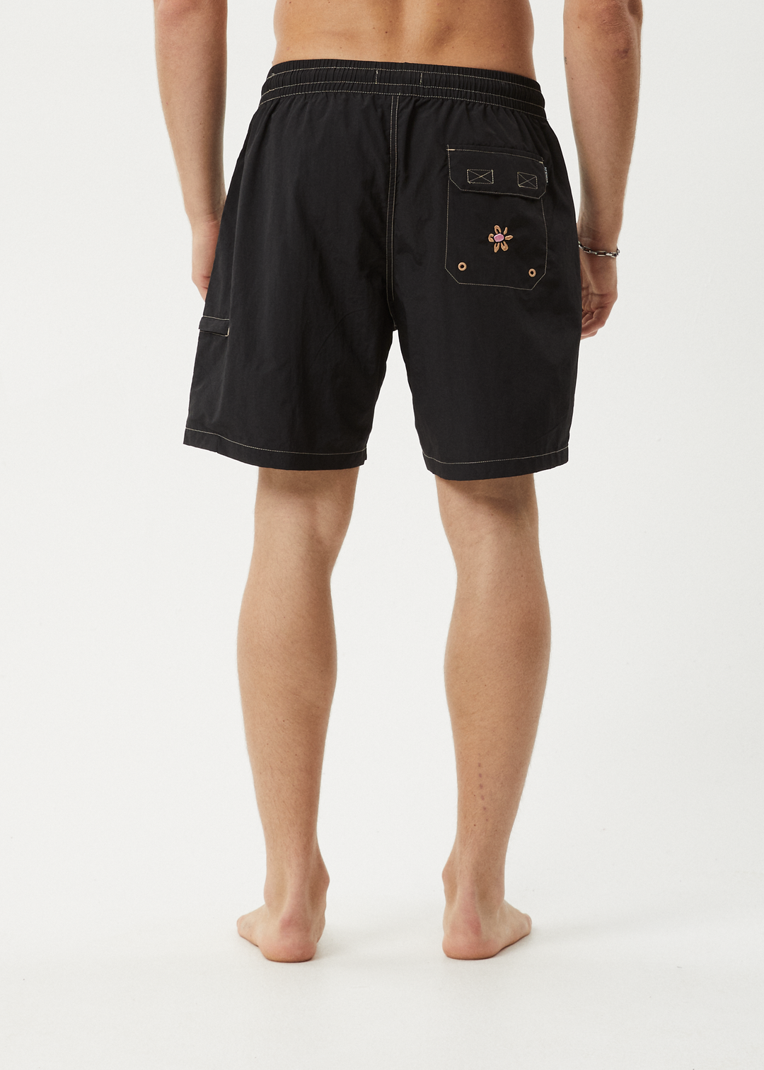 AFENDS Mens Daisy Chain - Baywatch Swim Short 18" - Black 