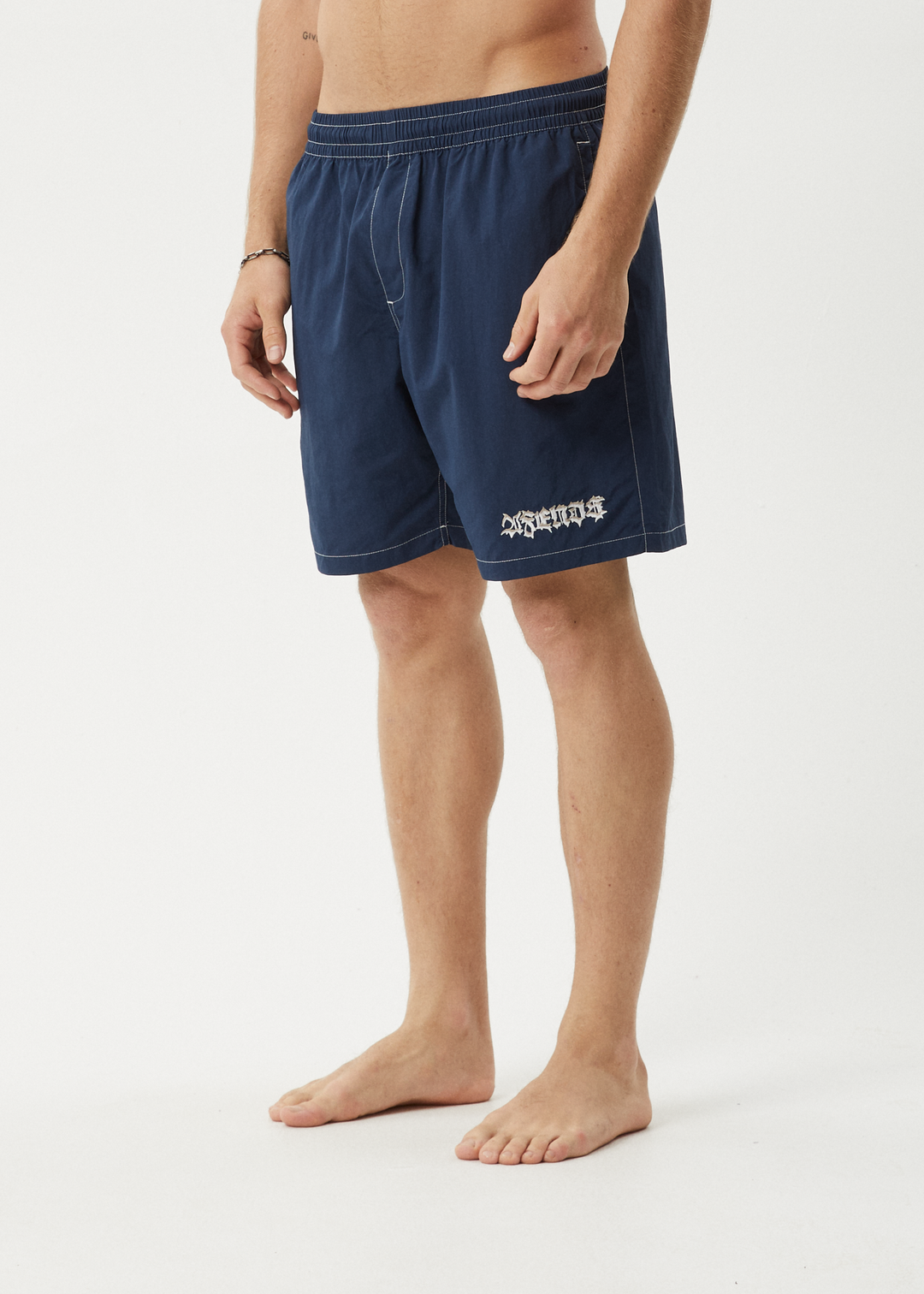 AFENDS Mens Thorny - Baywatch Swim Short 18" - Navy 