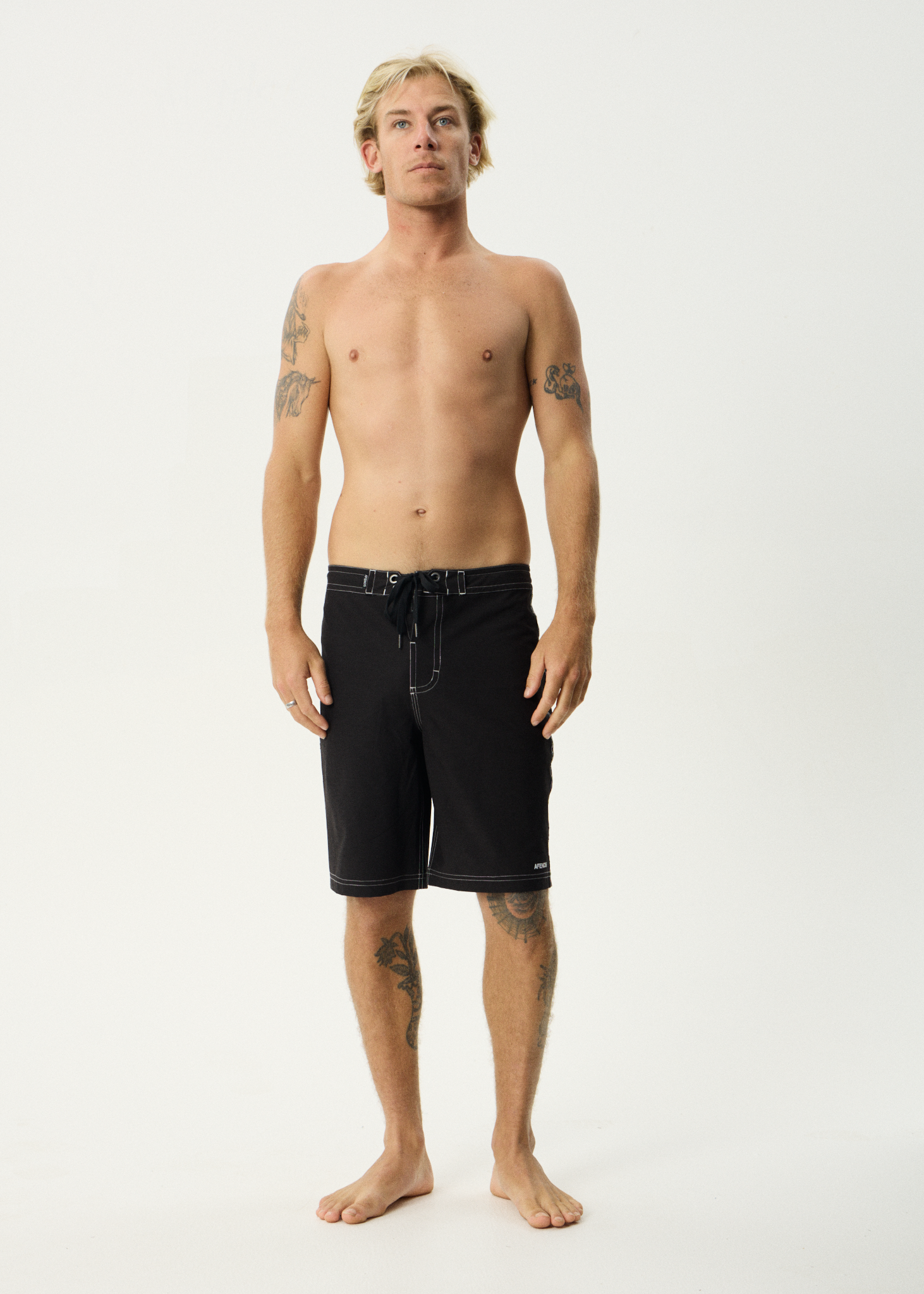 AFENDS Mens The Wreck - Fixed Waist Boardshort 20" - Black
