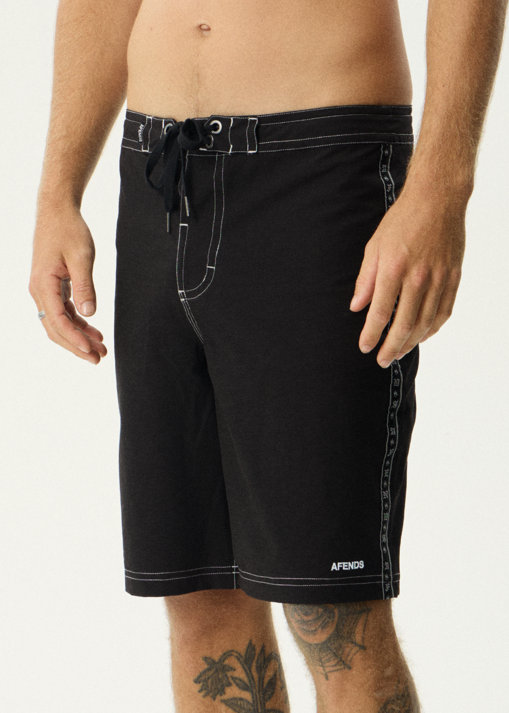 AFENDS Mens The Wreck - Fixed Waist Boardshort 20" - Black