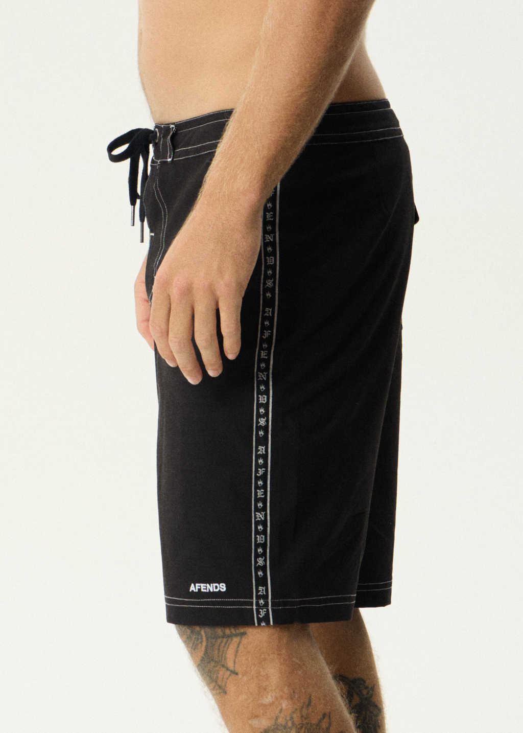 AFENDS Mens The Wreck - Fixed Waist Boardshort 20" - Black