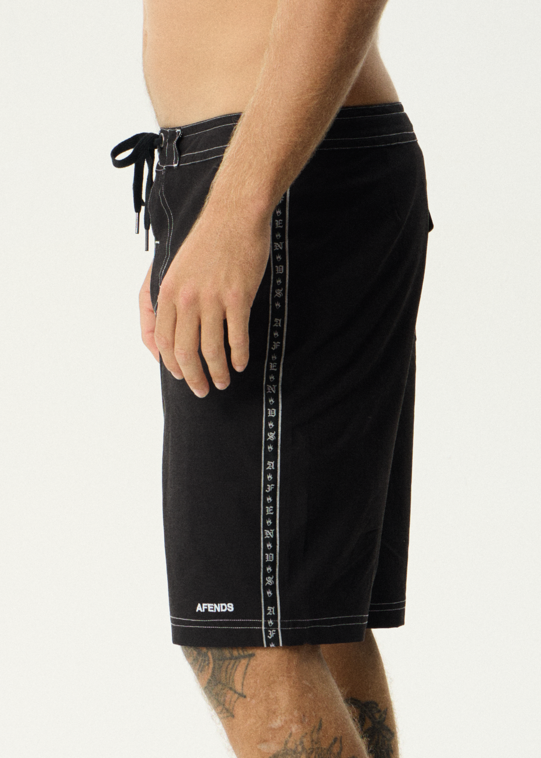 AFENDS Mens The Wreck - Fixed Waist Boardshort 20" - Black