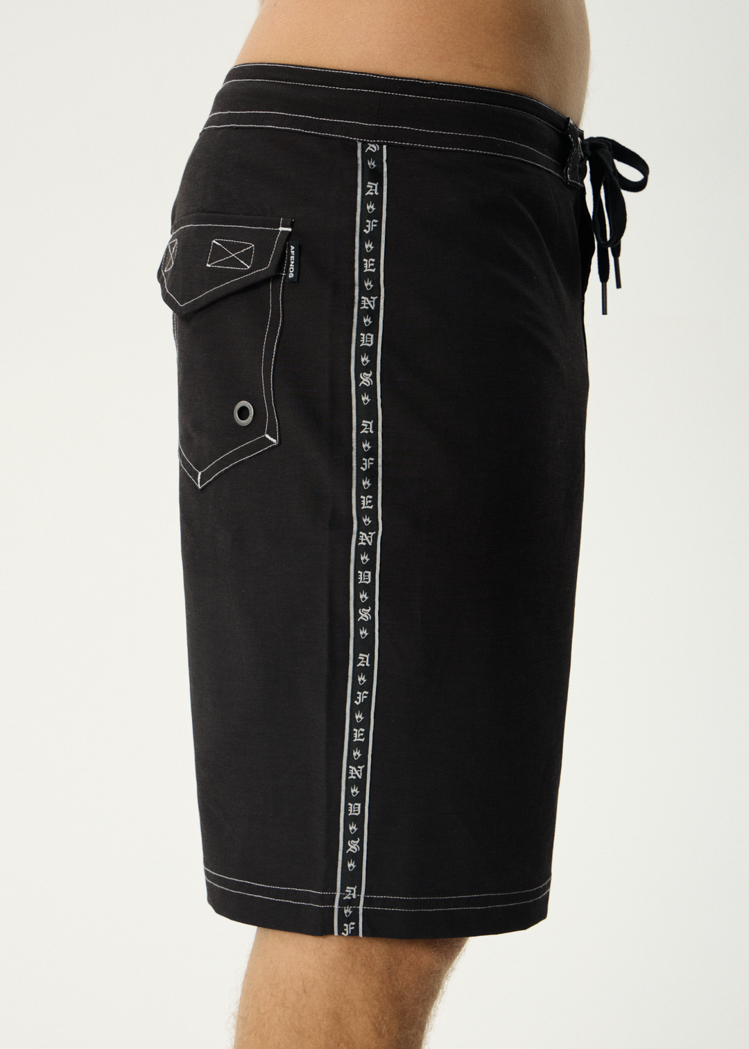 AFENDS Mens The Wreck - Fixed Waist Boardshort 20" - Black