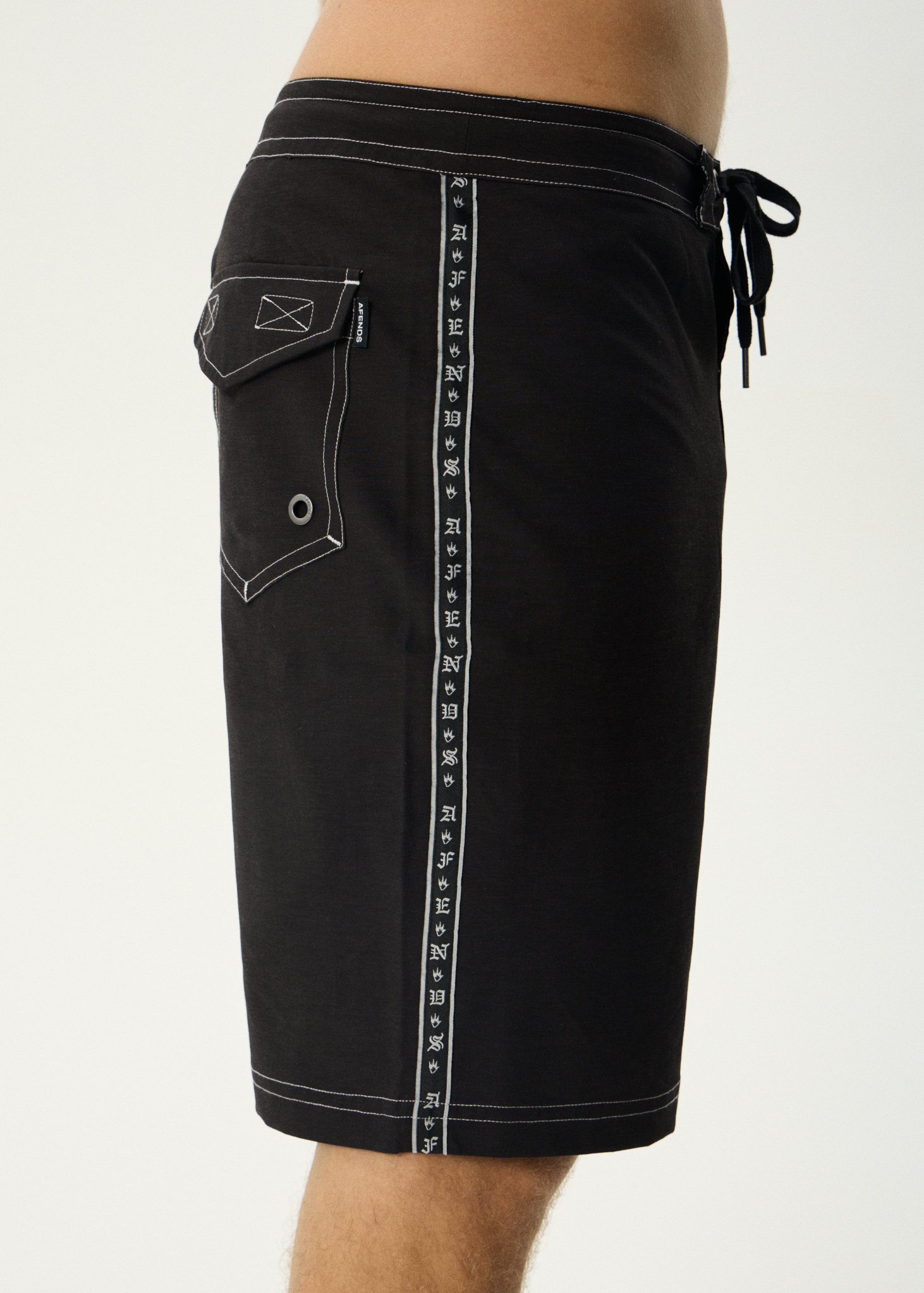 AFENDS Mens The Wreck - Fixed Waist Boardshort 20" - Black