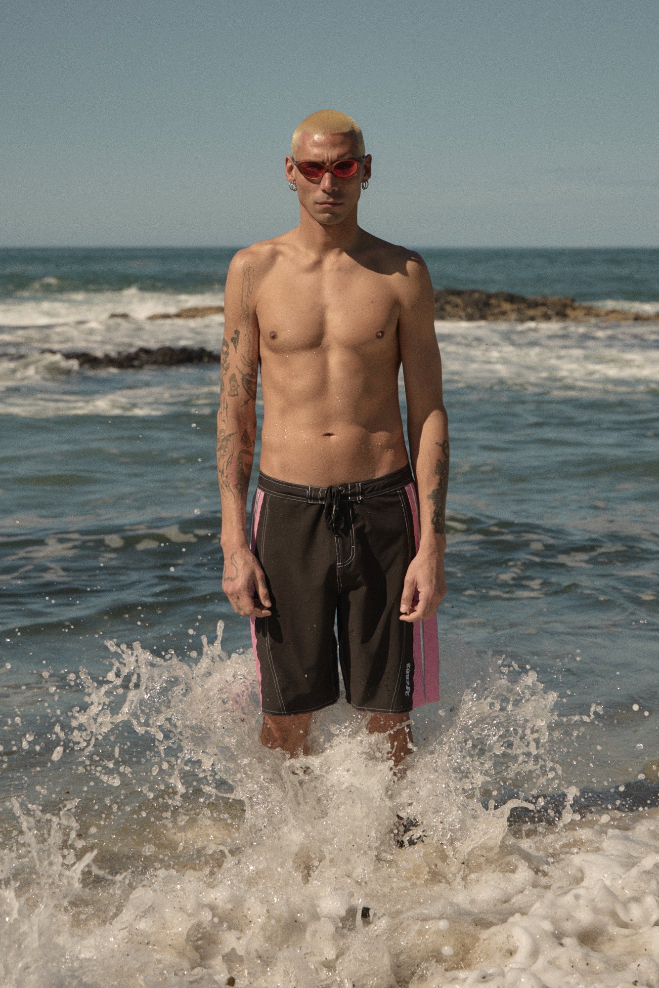 AFENDS Mens Forum - Surf Related V2 Boardshort 22" - Black / Pink
