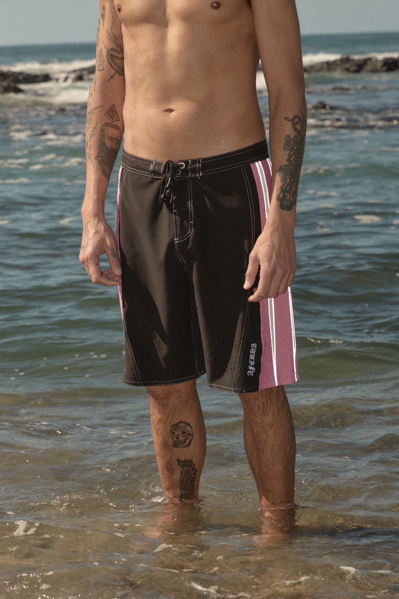 AFENDS Mens Forum - Surf Related V2 Boardshort 22" - Black / Pink