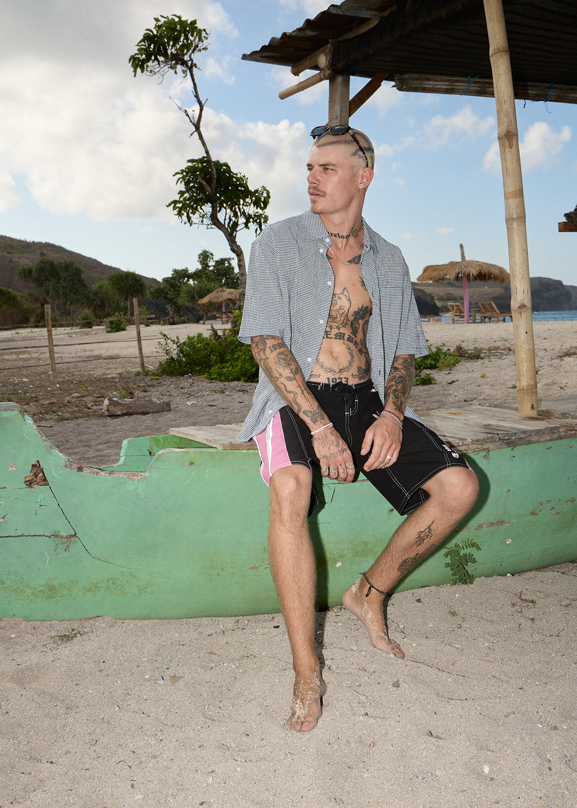 AFENDS Mens Forum - Surf Related V2 Boardshort 22" - Black / Pink