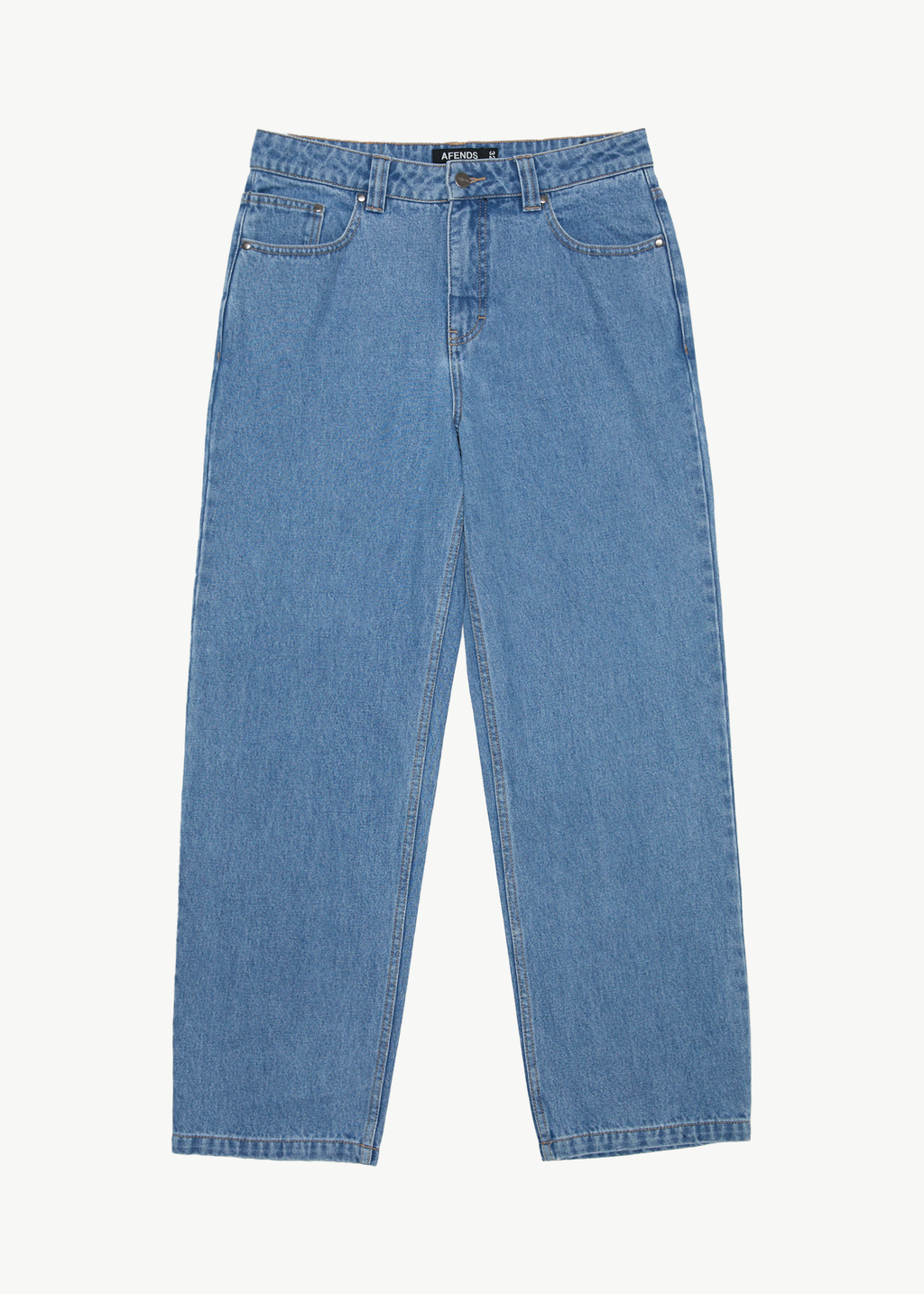 AFENDS Mens Ninety Twos - Denim Relaxed Jean - Worn Blue