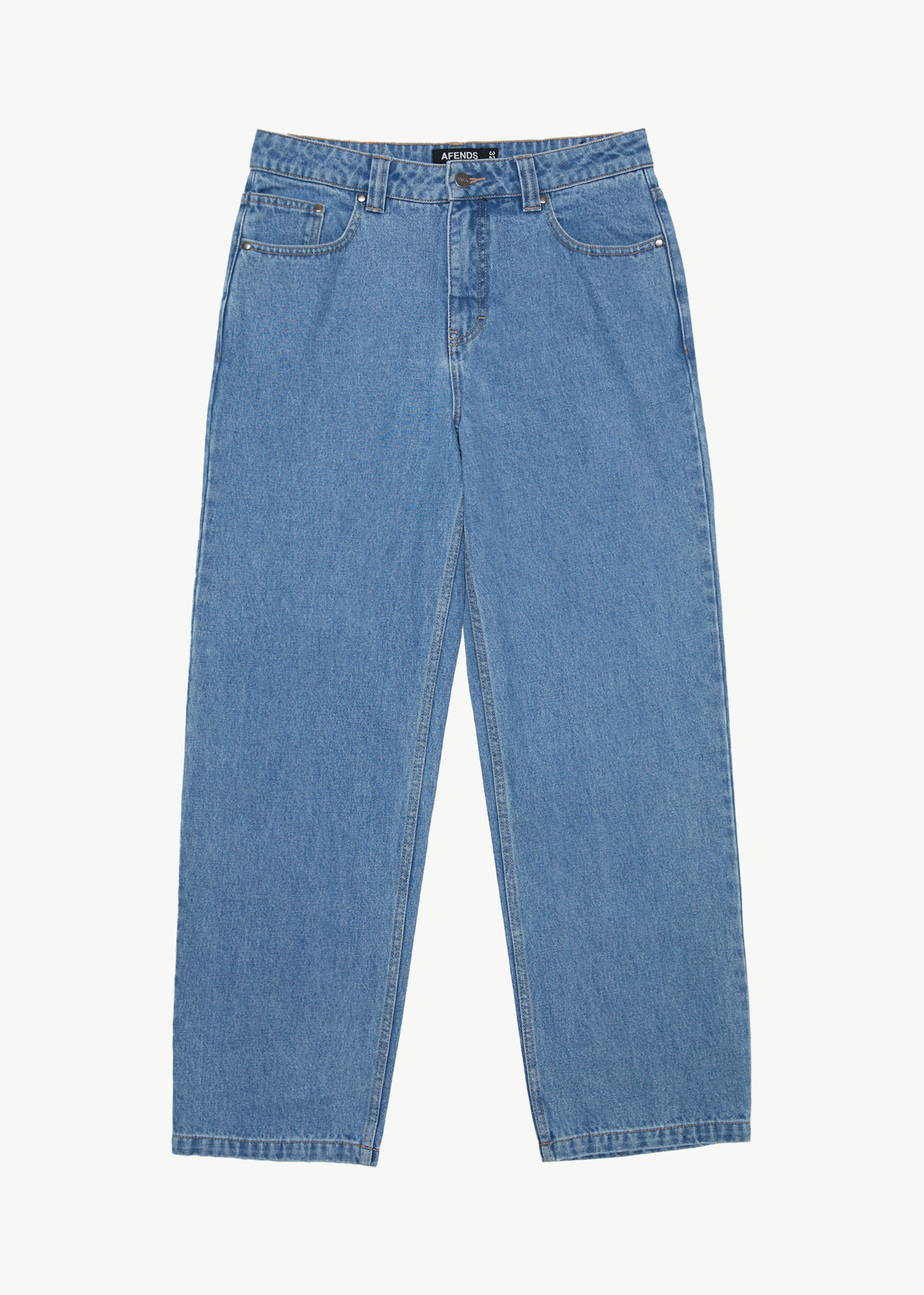 AFENDS Mens Ninety Twos - Denim Relaxed Jean - Worn Blue