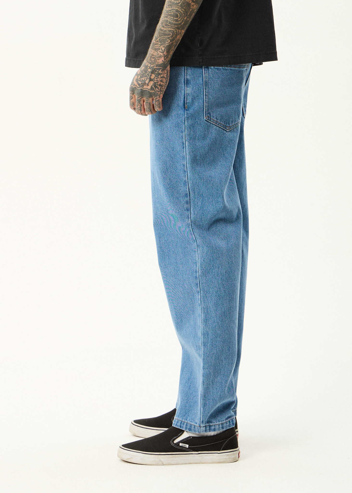 AFENDS Mens Ninety Twos - Denim Relaxed Jean - Worn Blue