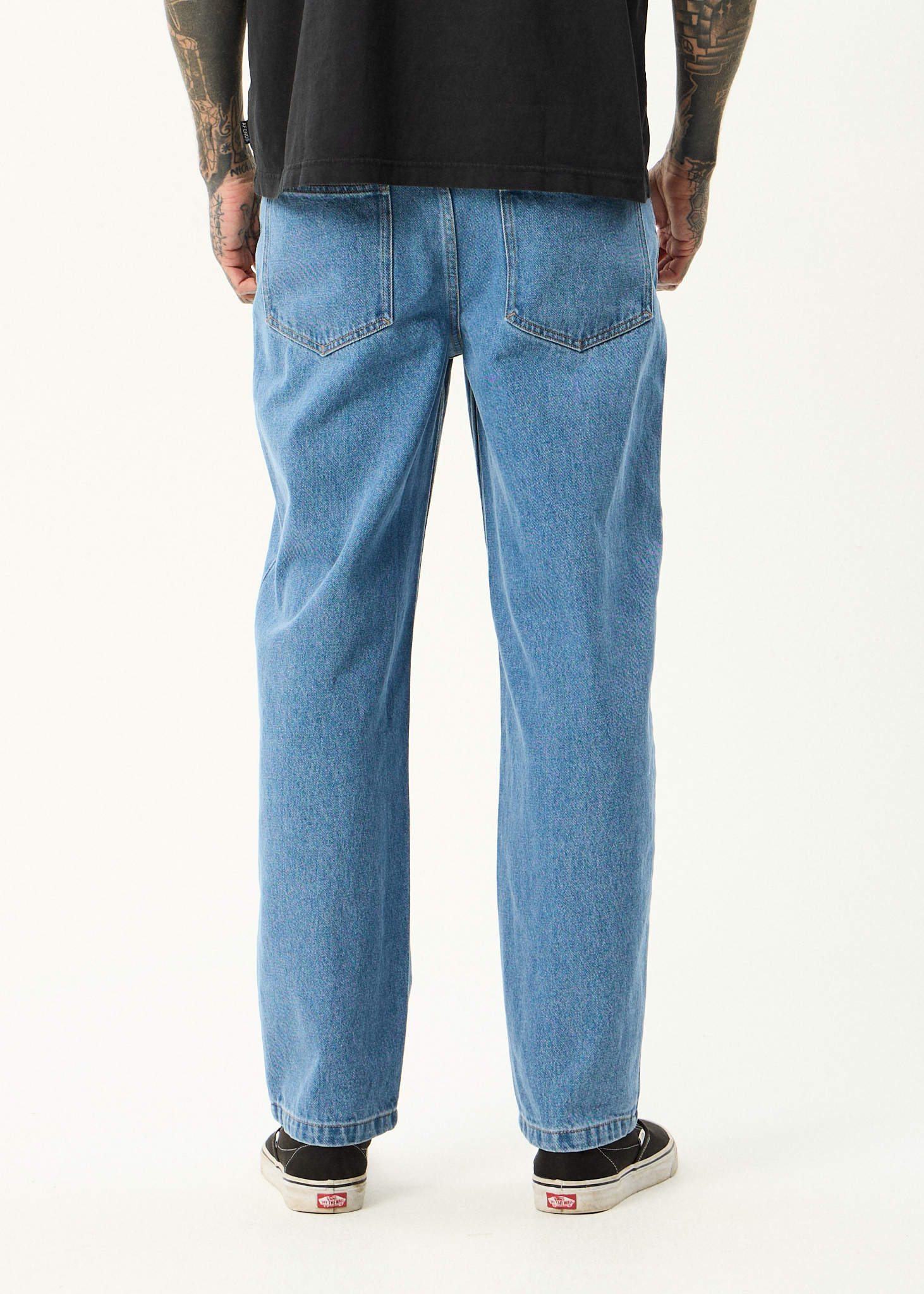 AFENDS Mens Ninety Twos - Denim Relaxed Jean - Worn Blue