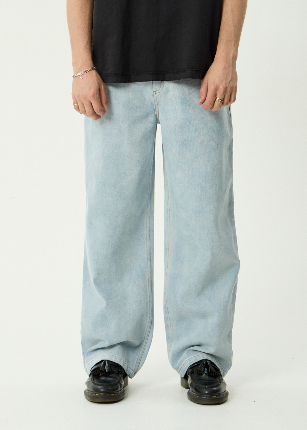 AFENDS Pablo - Denim Baggy Jean - Stone Blue