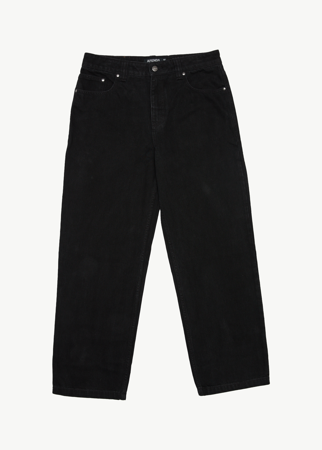 AFENDS Mens Ninety Twos - Denim Relaxed Jean - Washed Black