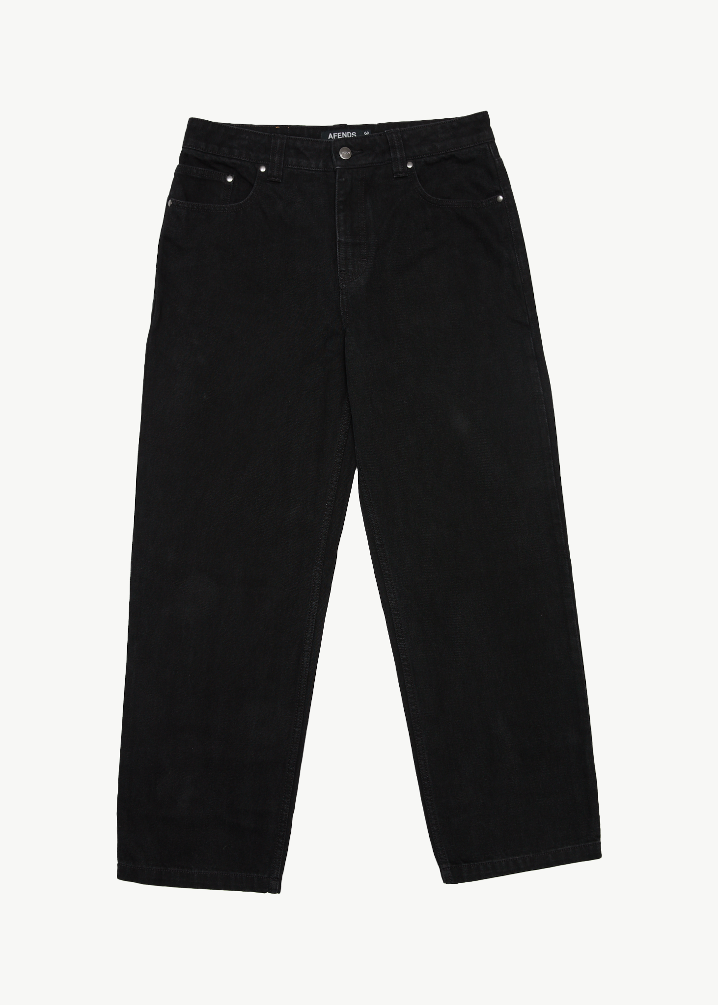AFENDS Mens Ninety Twos - Denim Relaxed Jean - Washed Black