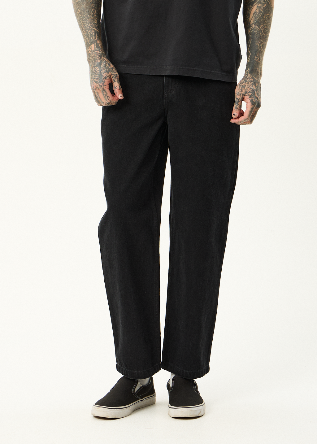 AFENDS Mens Ninety Twos - Denim Relaxed Jean - Washed Black