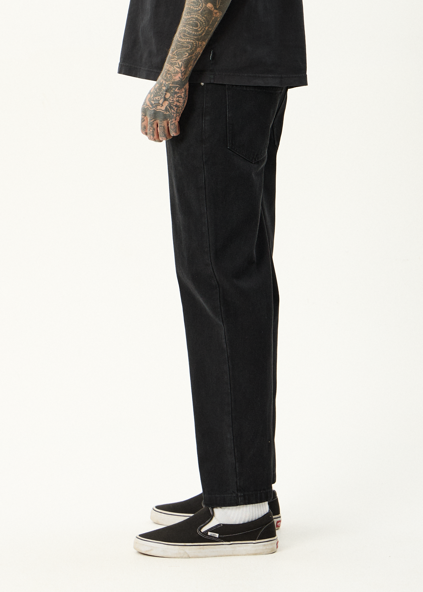 AFENDS Mens Ninety Twos - Denim Relaxed Jean - Washed Black