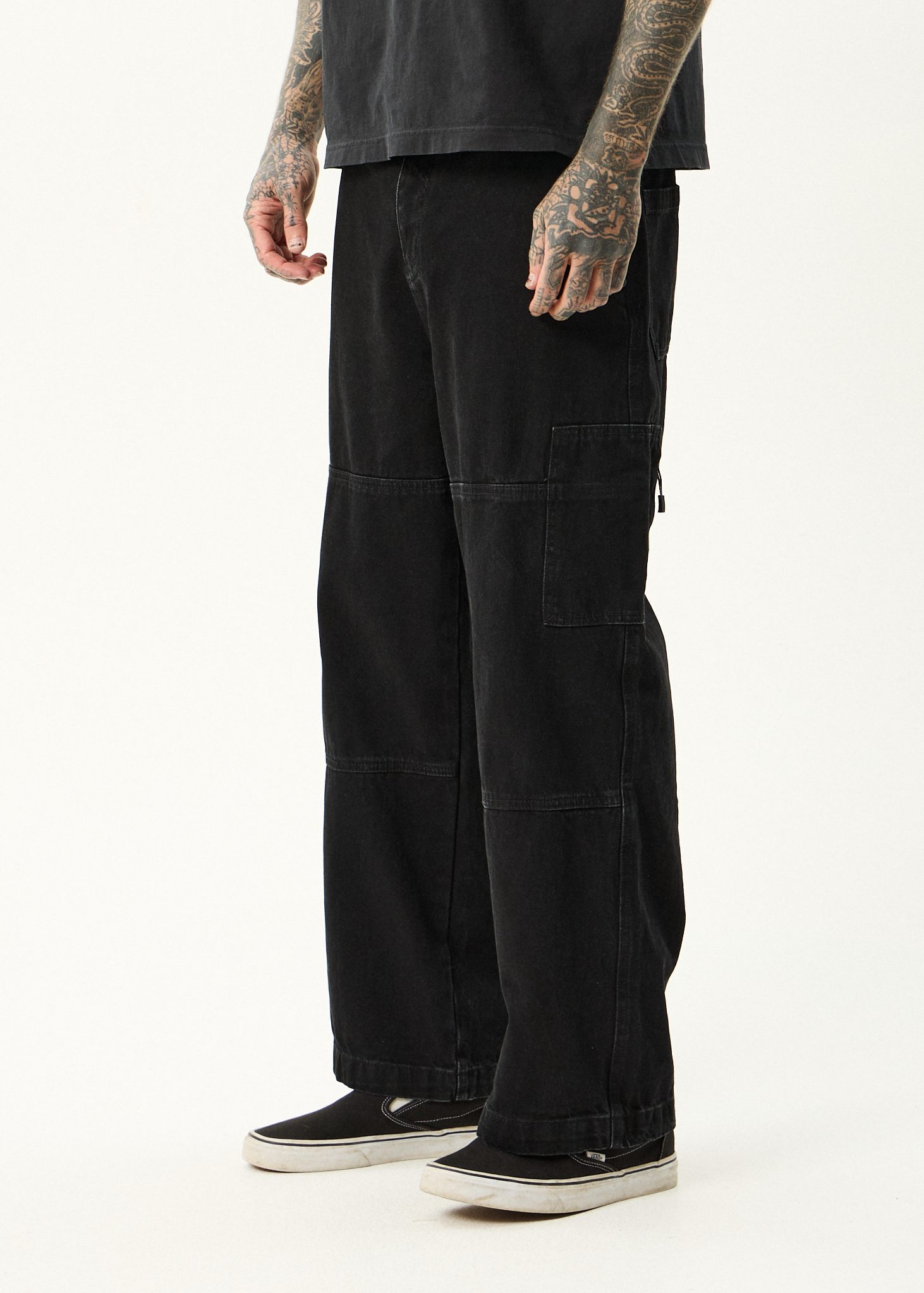 AFENDS Mens Richmond - Denim Workwear Jean - Washed Black