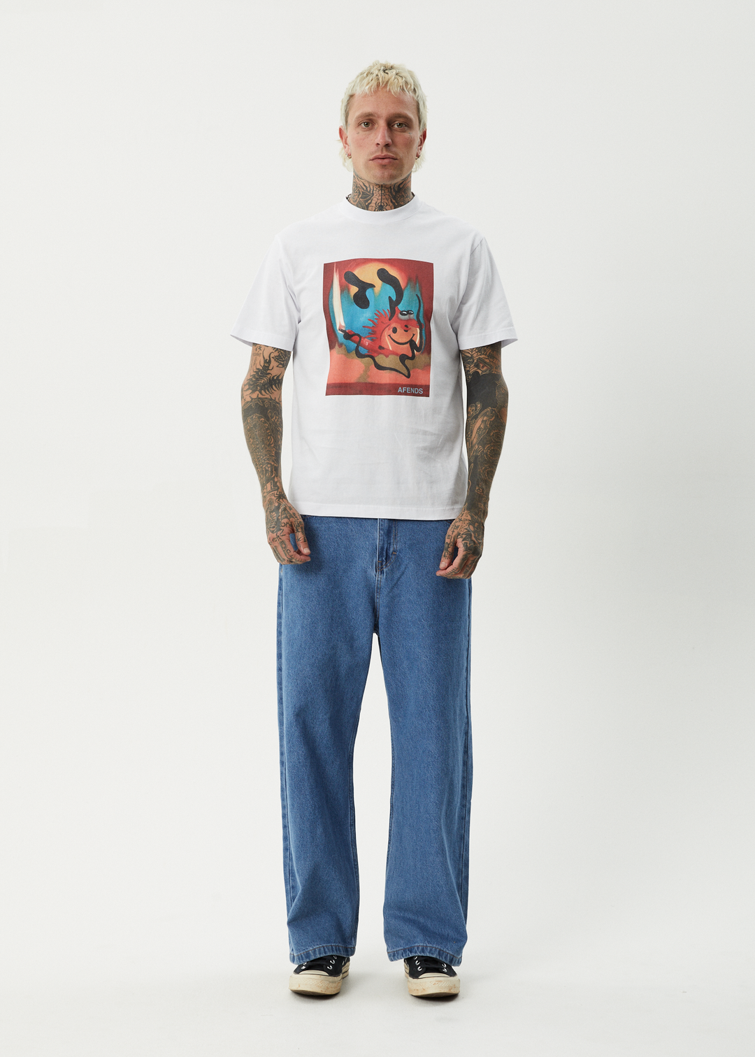 AFENDS Mens Apocalypso - Retro Fit Tee - White