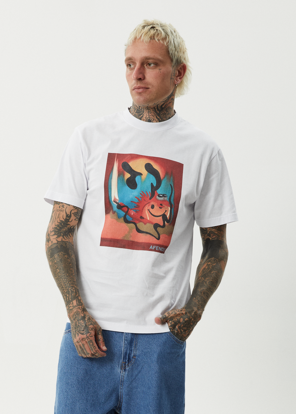AFENDS Mens Apocalypso - Retro Tee - White