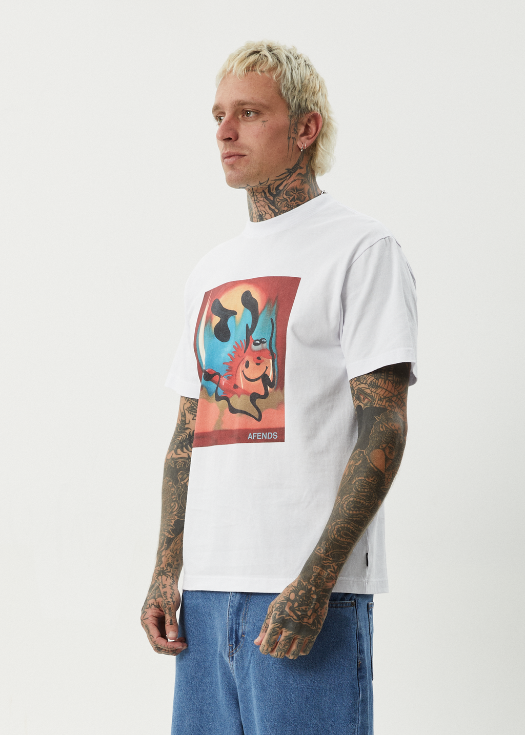 AFENDS Mens Apocalypso - Retro Tee - White
