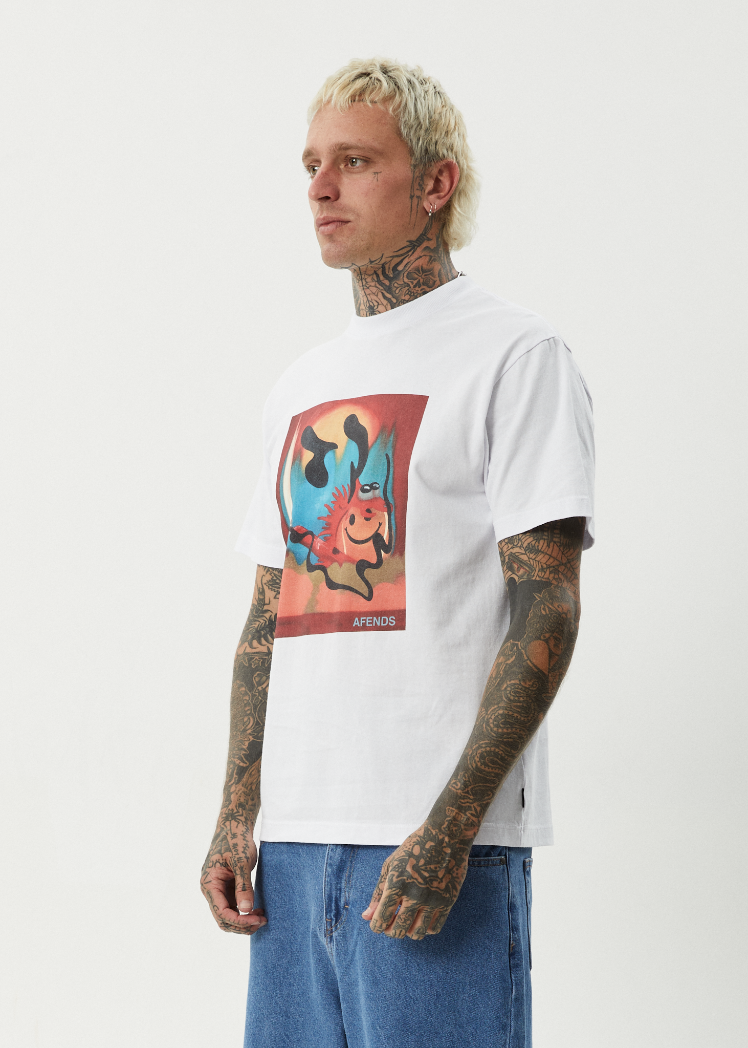 AFENDS Mens Apocalypso - Retro Tee - White