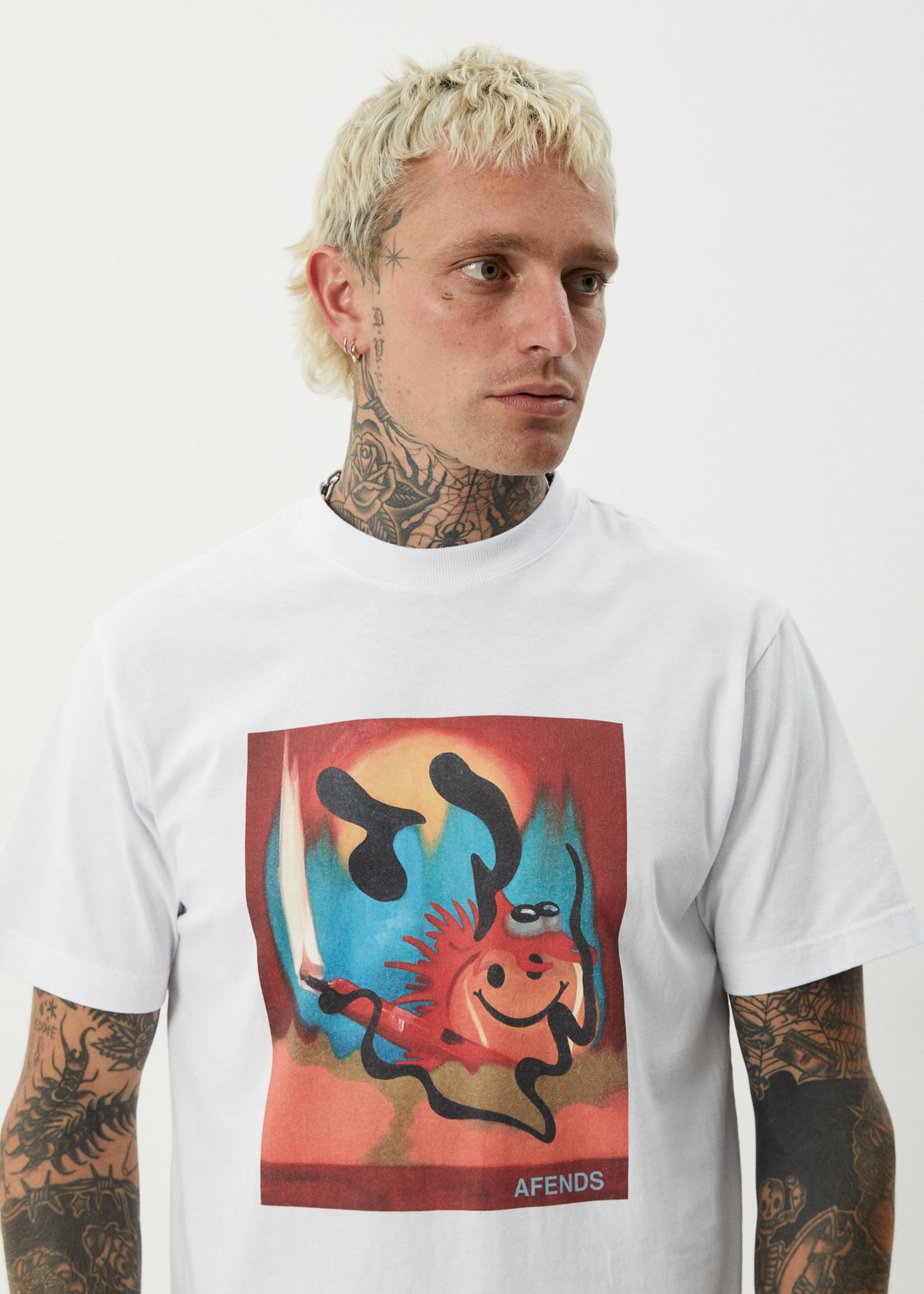 AFENDS Mens Apocalypso - Retro Tee - White