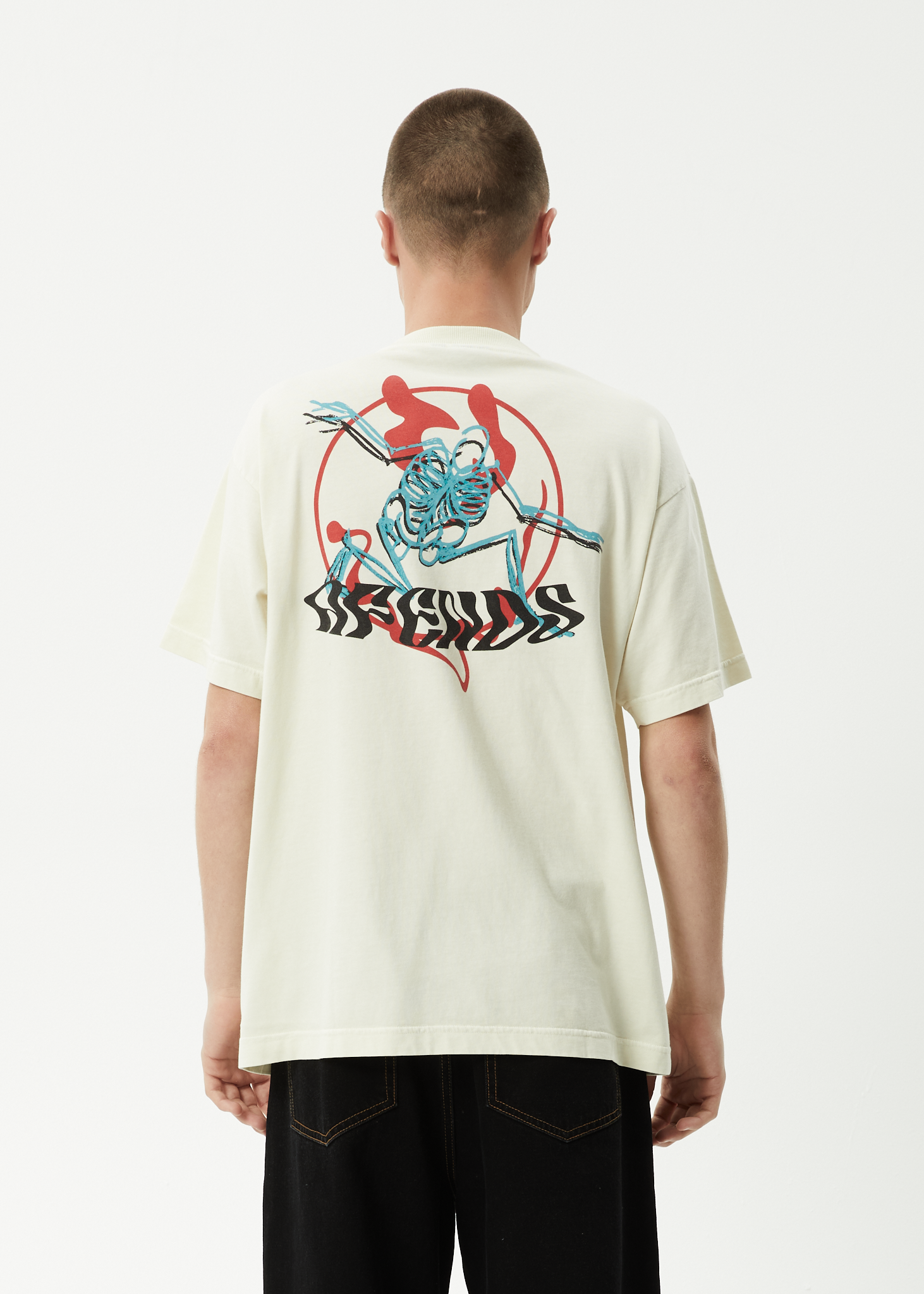 AFENDS Mens Smiling Assassin - Boxy Tee - Limestone