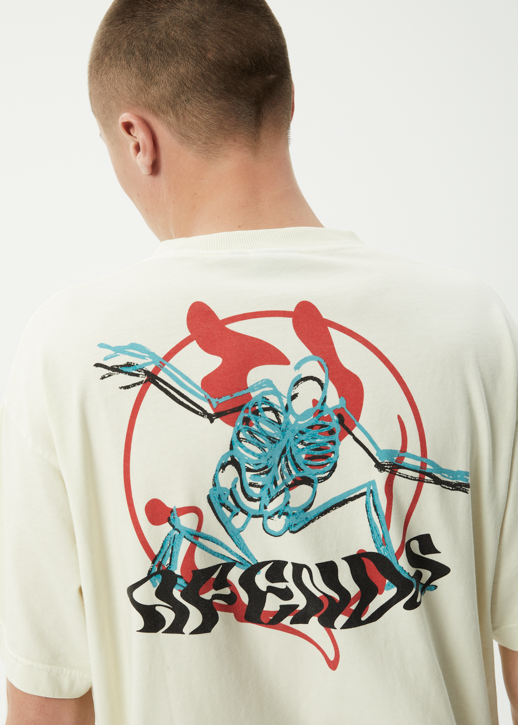 AFENDS Mens Smiling Assassin - Boxy Tee - Limestone