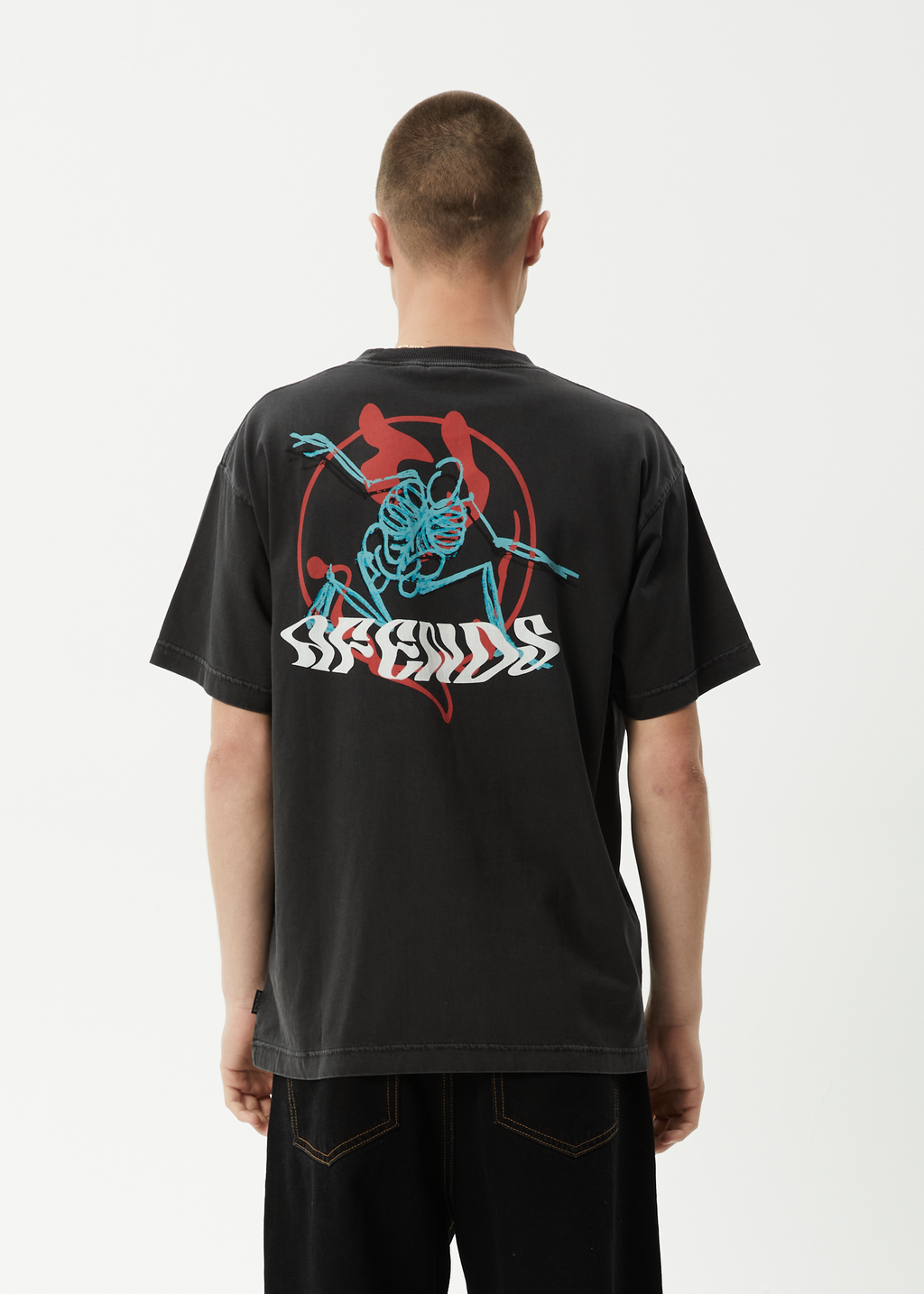 AFENDS Mens Smiling Assassin - Boxy Tee - Stone Black