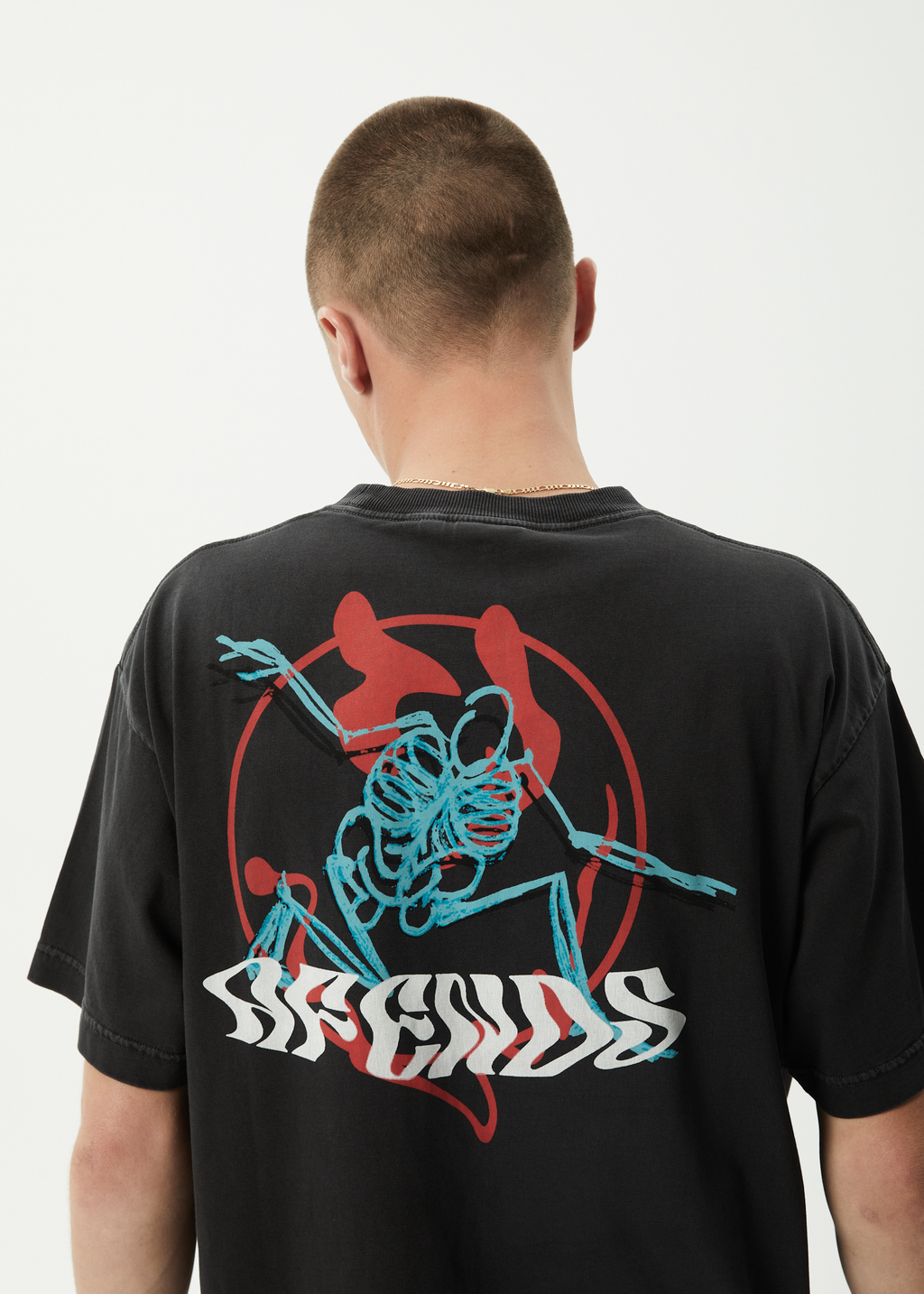 AFENDS Mens Smiling Assassin - Boxy Tee - Stone Black