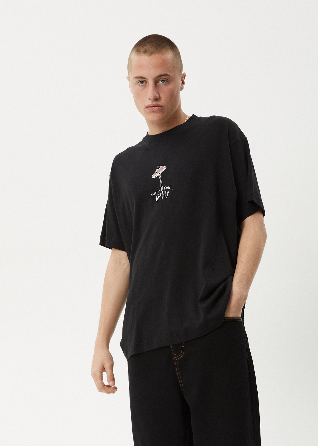 AFENDS Mens High Priority - Boxy Fit Tee - Black