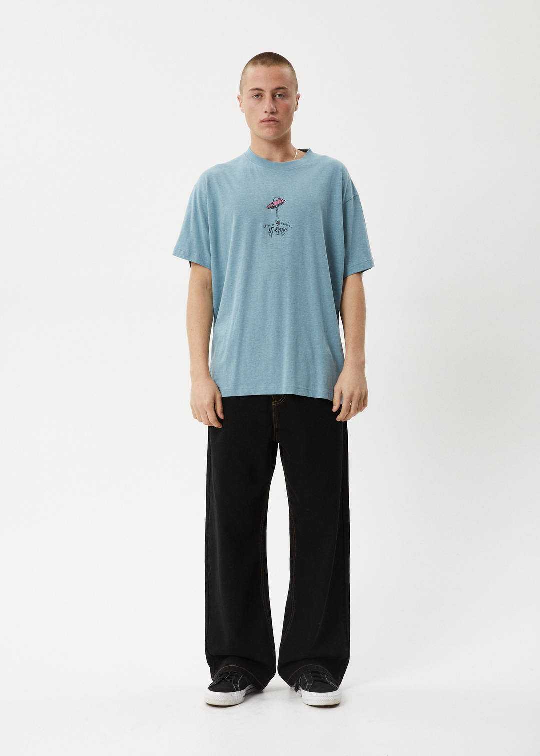 AFENDS Mens High Priority - Boxy Fit Tee - Ocean Spray