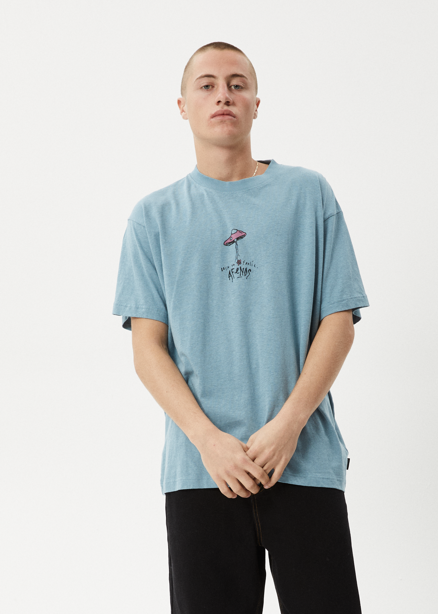 AFENDS Mens High Priority - Boxy Tee - Ocean Spray