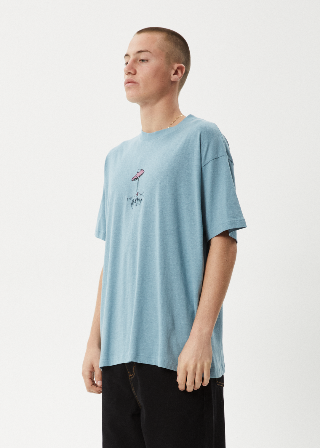 AFENDS Mens High Priority - Boxy Fit Tee - Ocean Spray