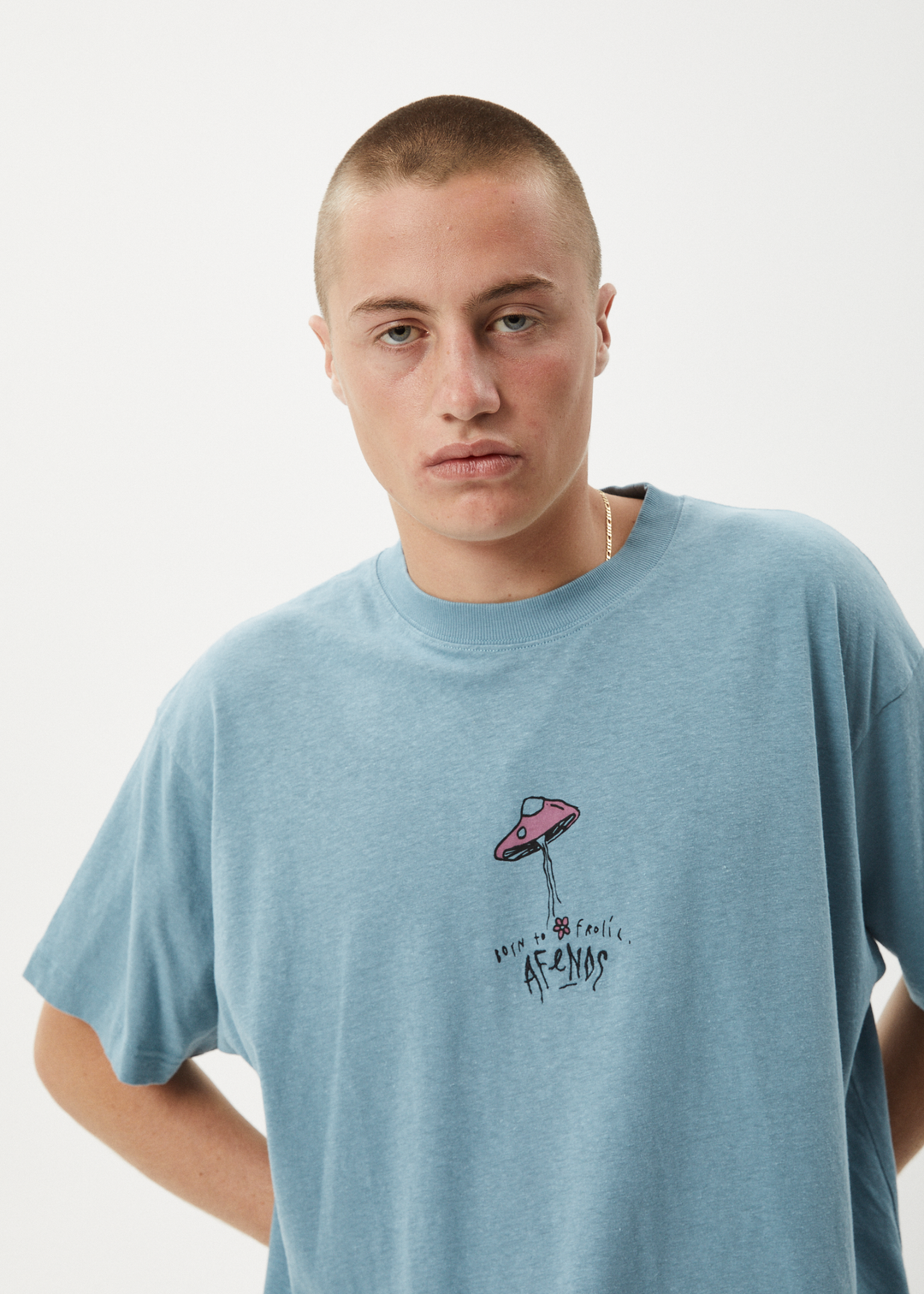 AFENDS Mens High Priority - Boxy Fit Tee - Ocean Spray