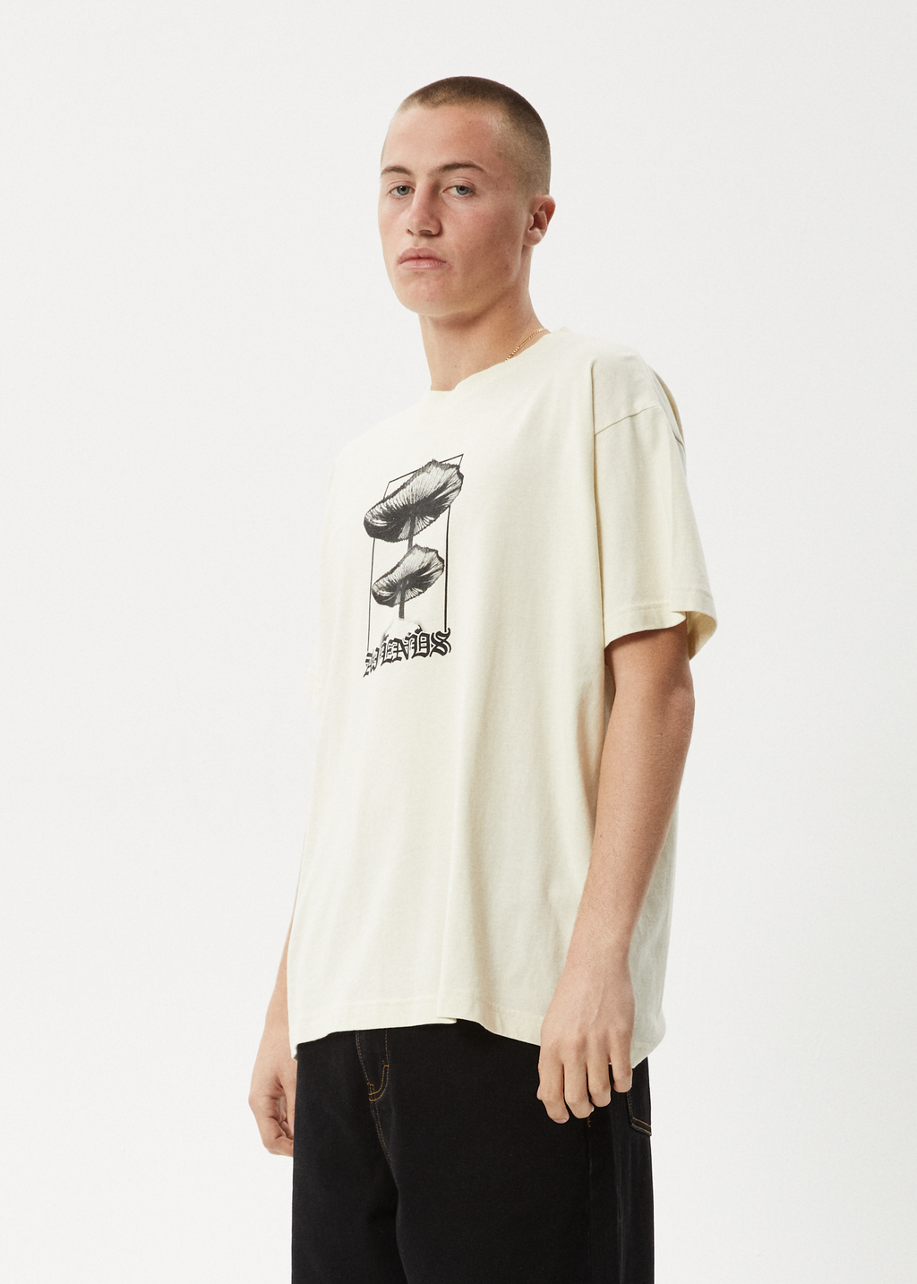 AFENDS Mens Cloudy - Boxy Tee - Limestone