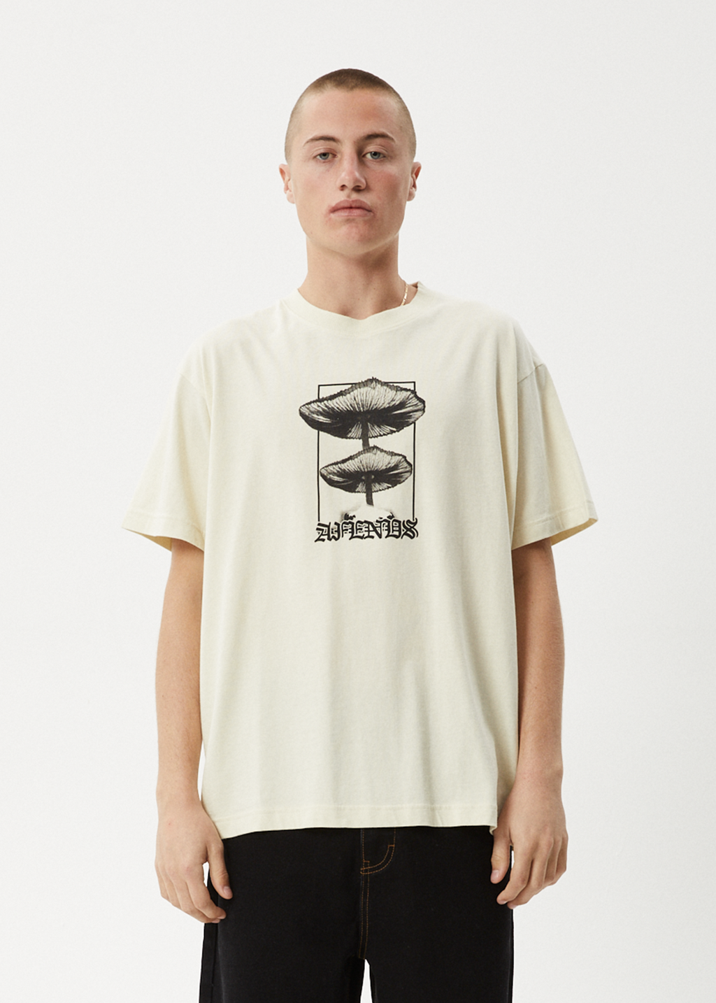 AFENDS Mens Cloudy - Boxy Tee - Limestone