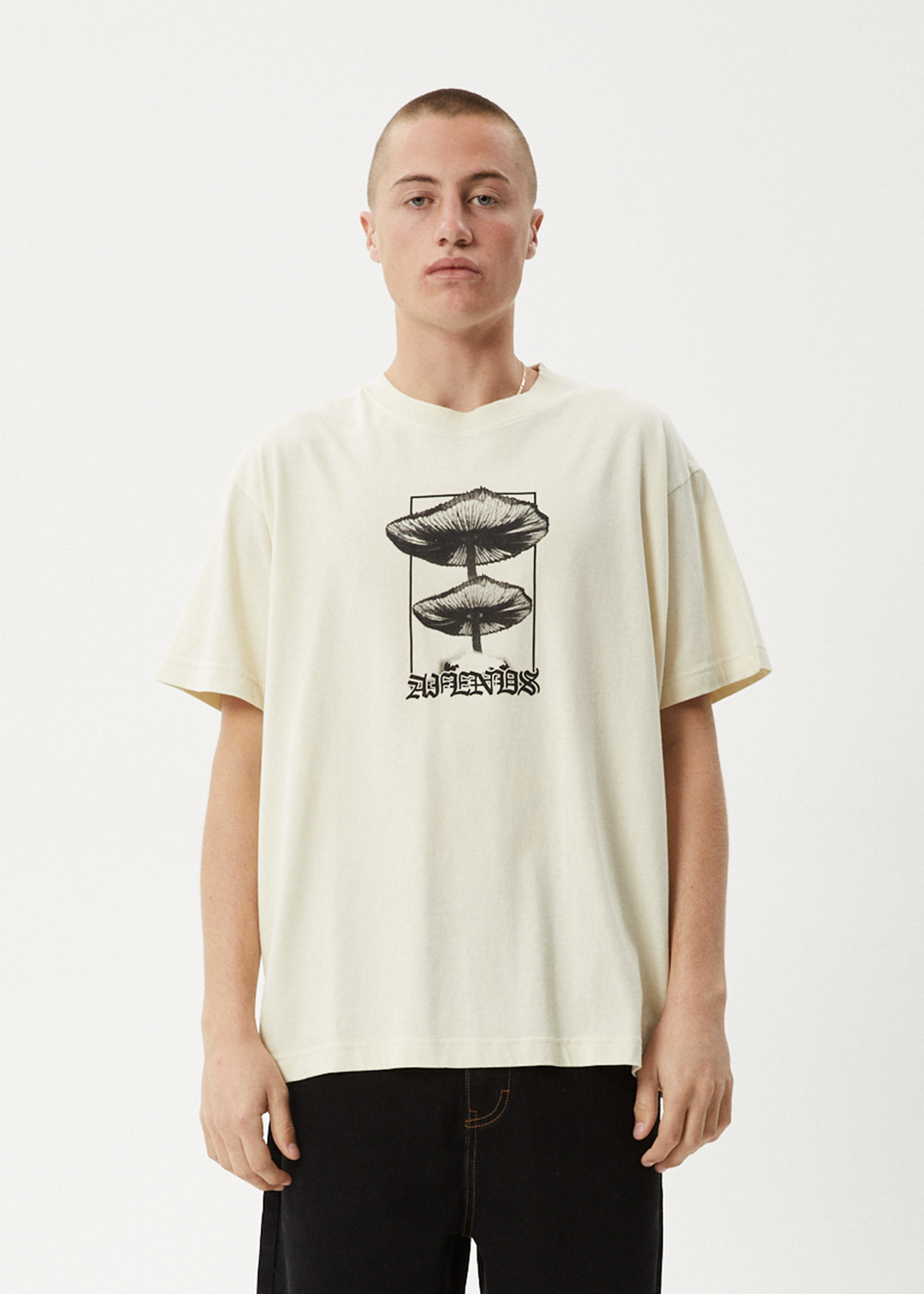 AFENDS Mens Cloudy - Boxy Fit Tee - Limestone