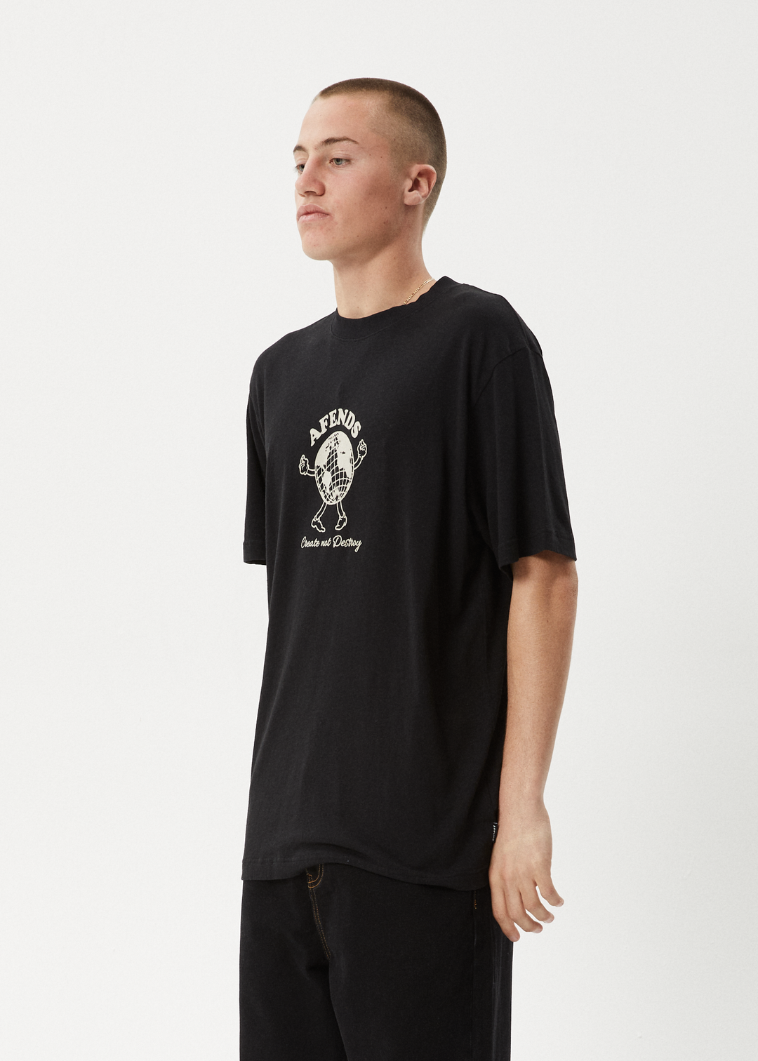 AFENDS Mens Global - Retro Fit Tee - Black