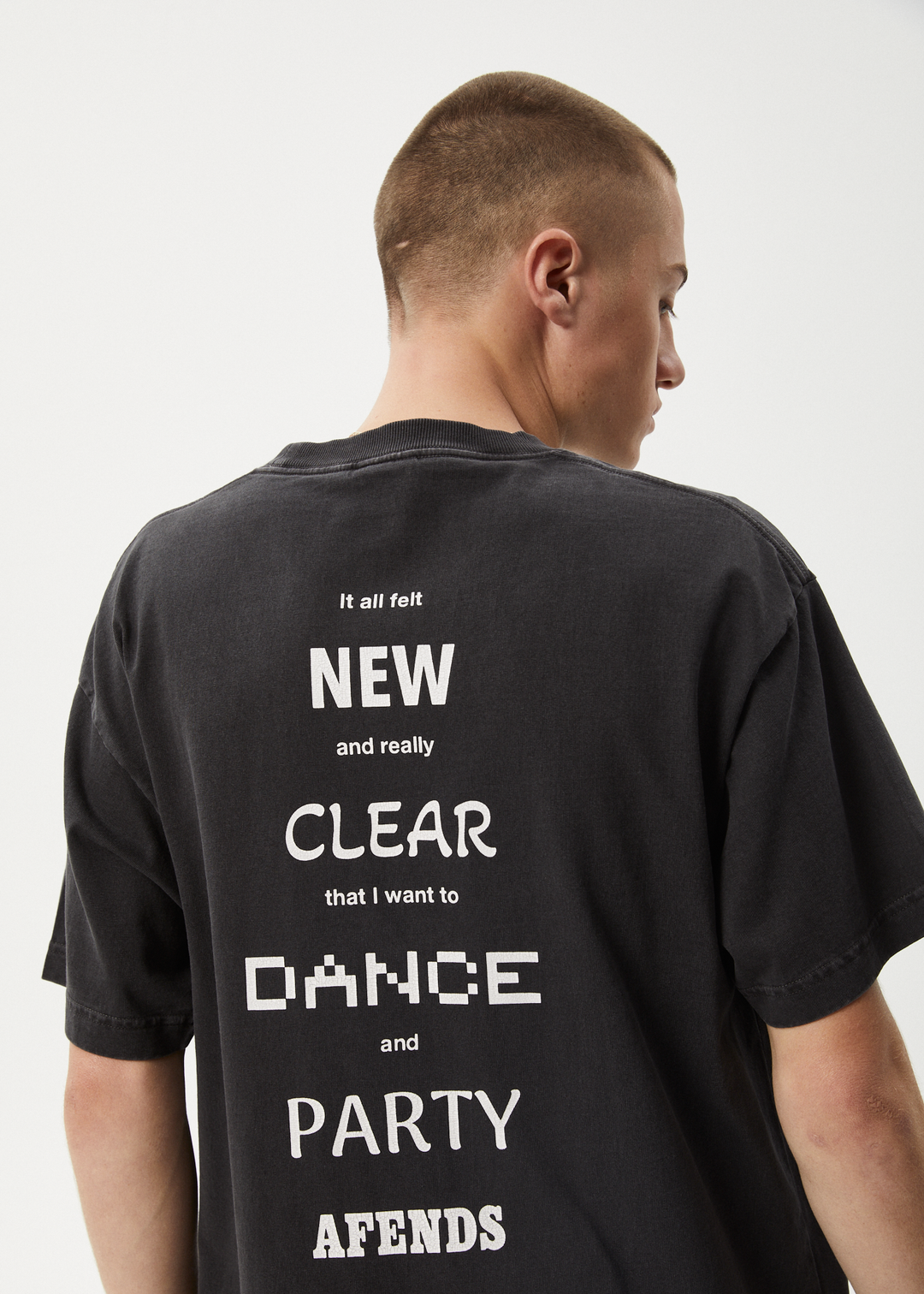 AFENDS Mens New And Clear - Heavy Weight Boxy Fit Tee - Stone Black