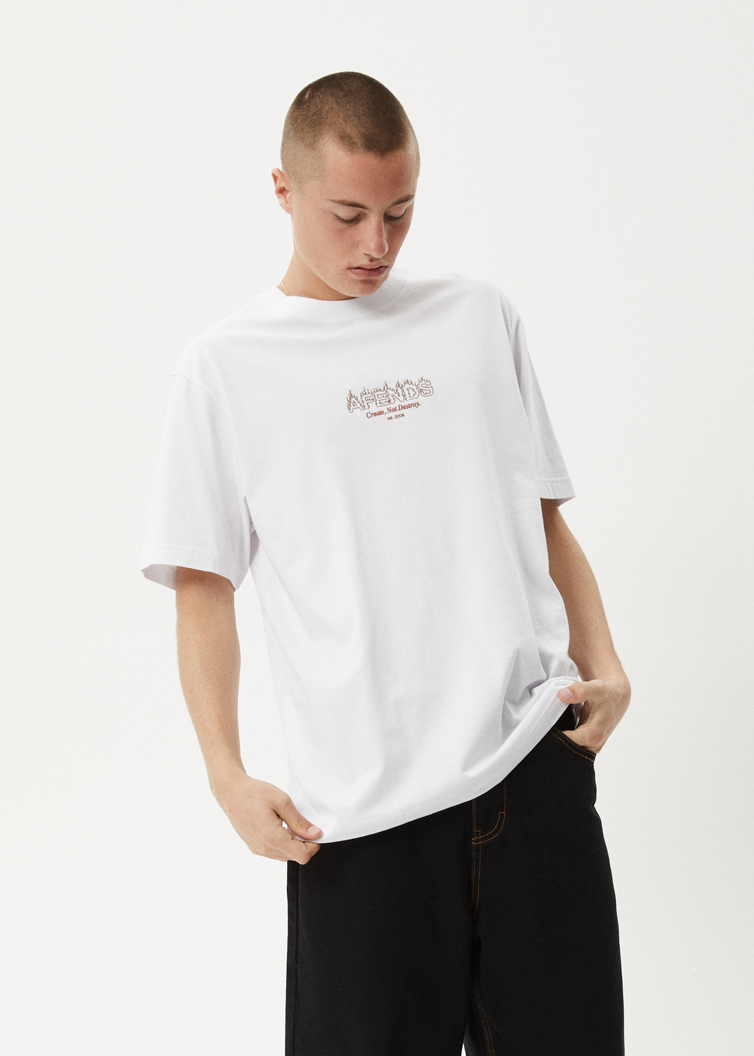 AFENDS Mens Ember - Retro Fit Tee - White