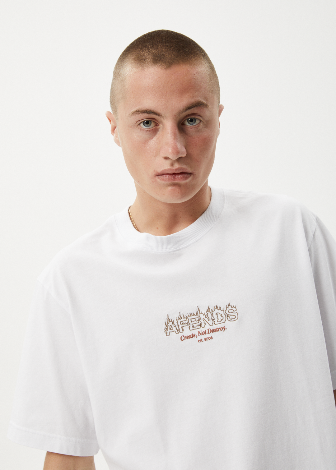 AFENDS Mens Ember - Retro Fit Tee - White