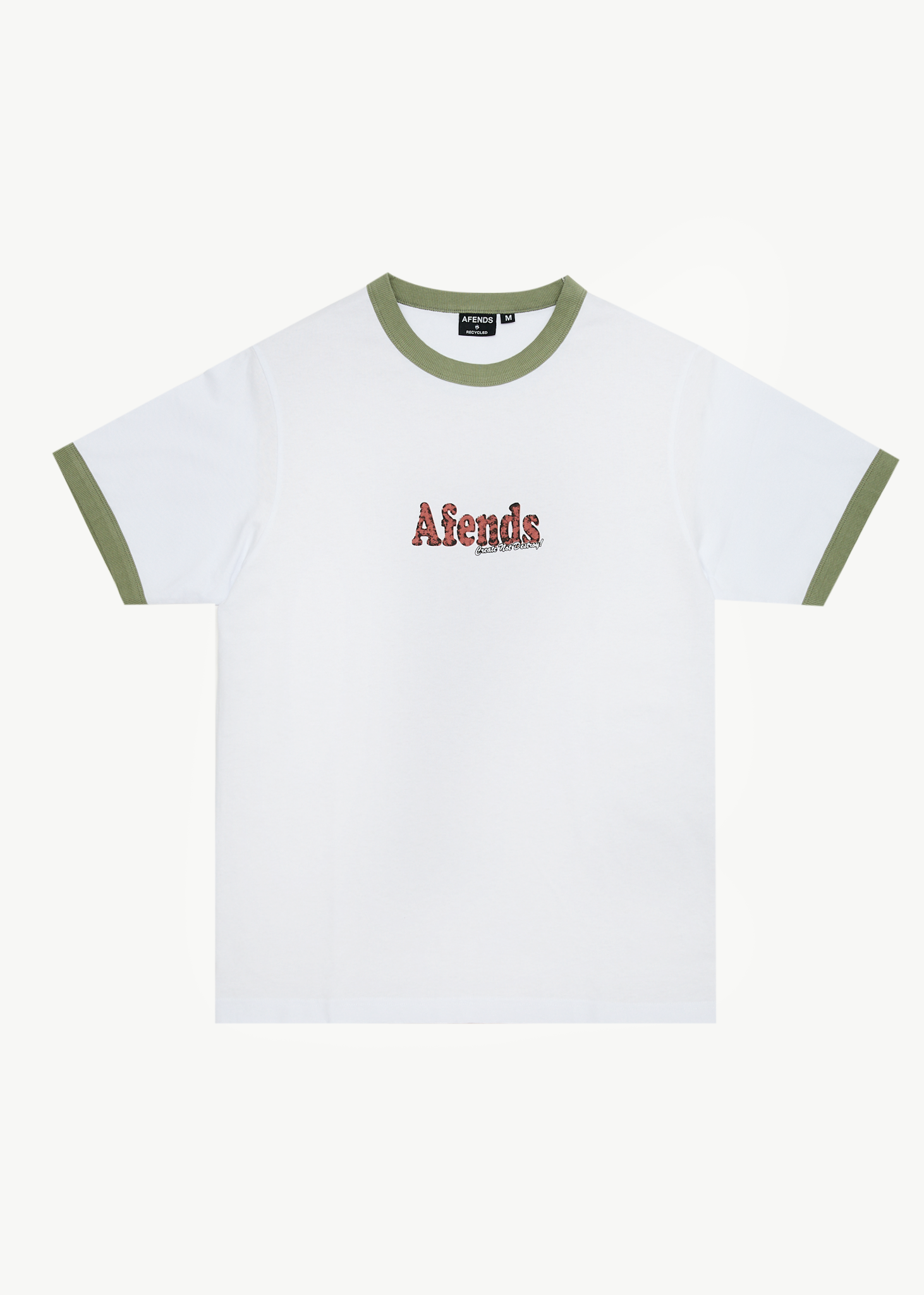 AFENDS Mens Classico - Heavyweight Ringer Tee - White