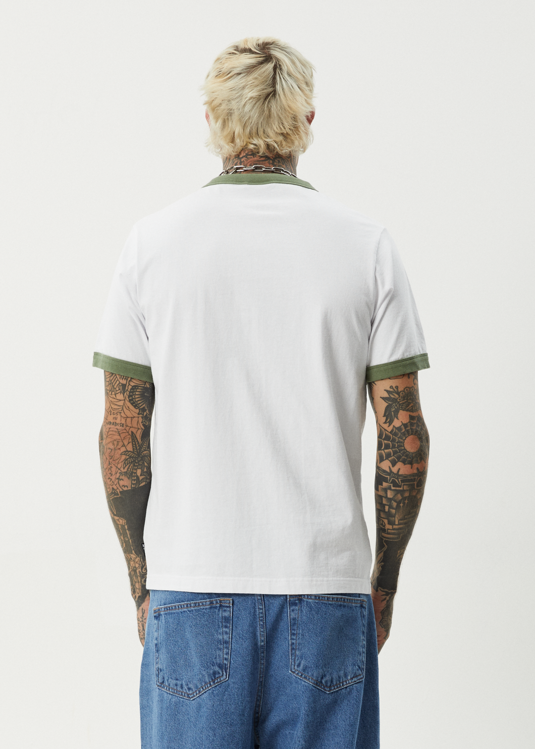 AFENDS Mens Classico - Heavy Weight Ringer Tee - White