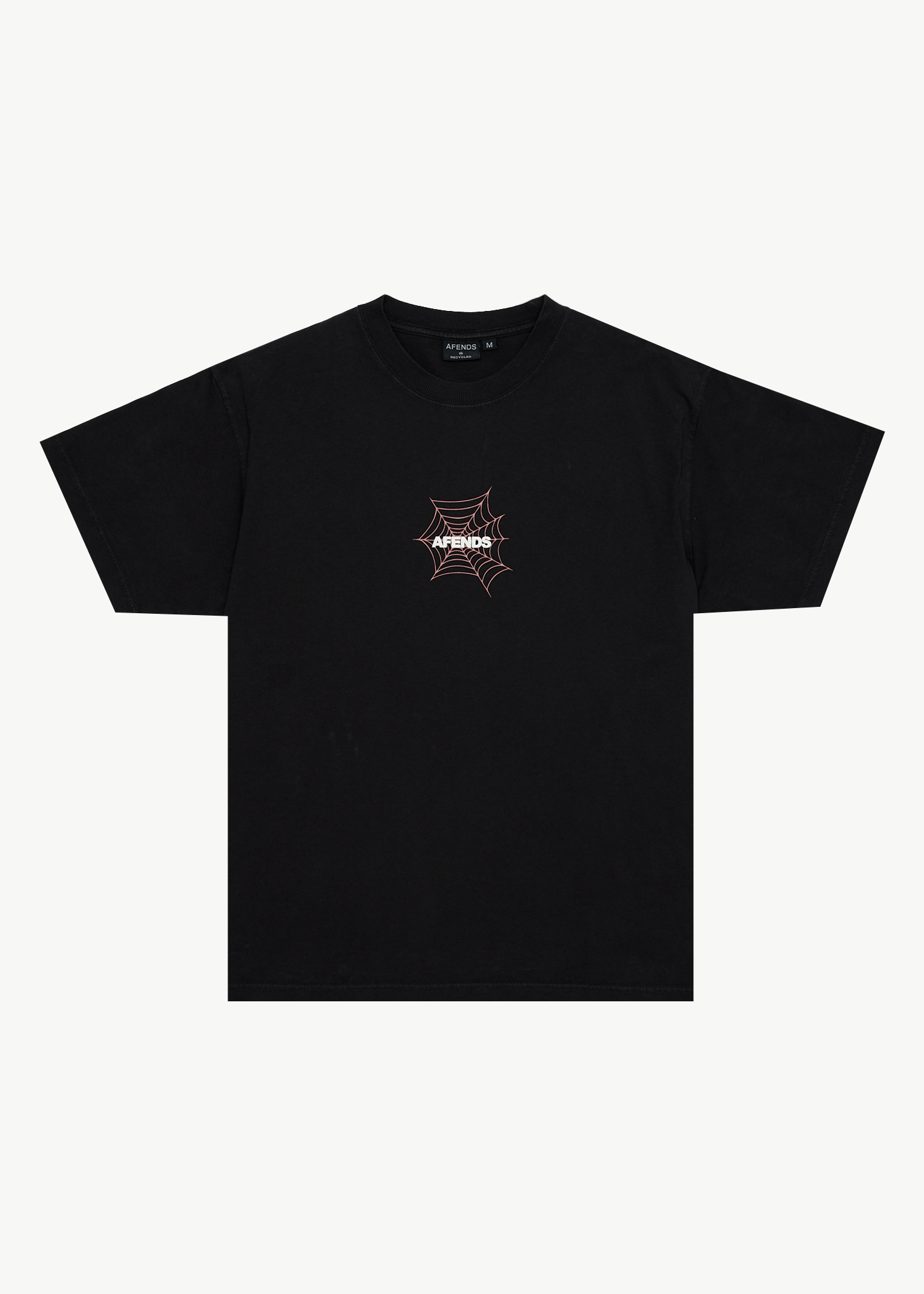 AFENDS Mens Webhead - Boxy Tee - Stone Black