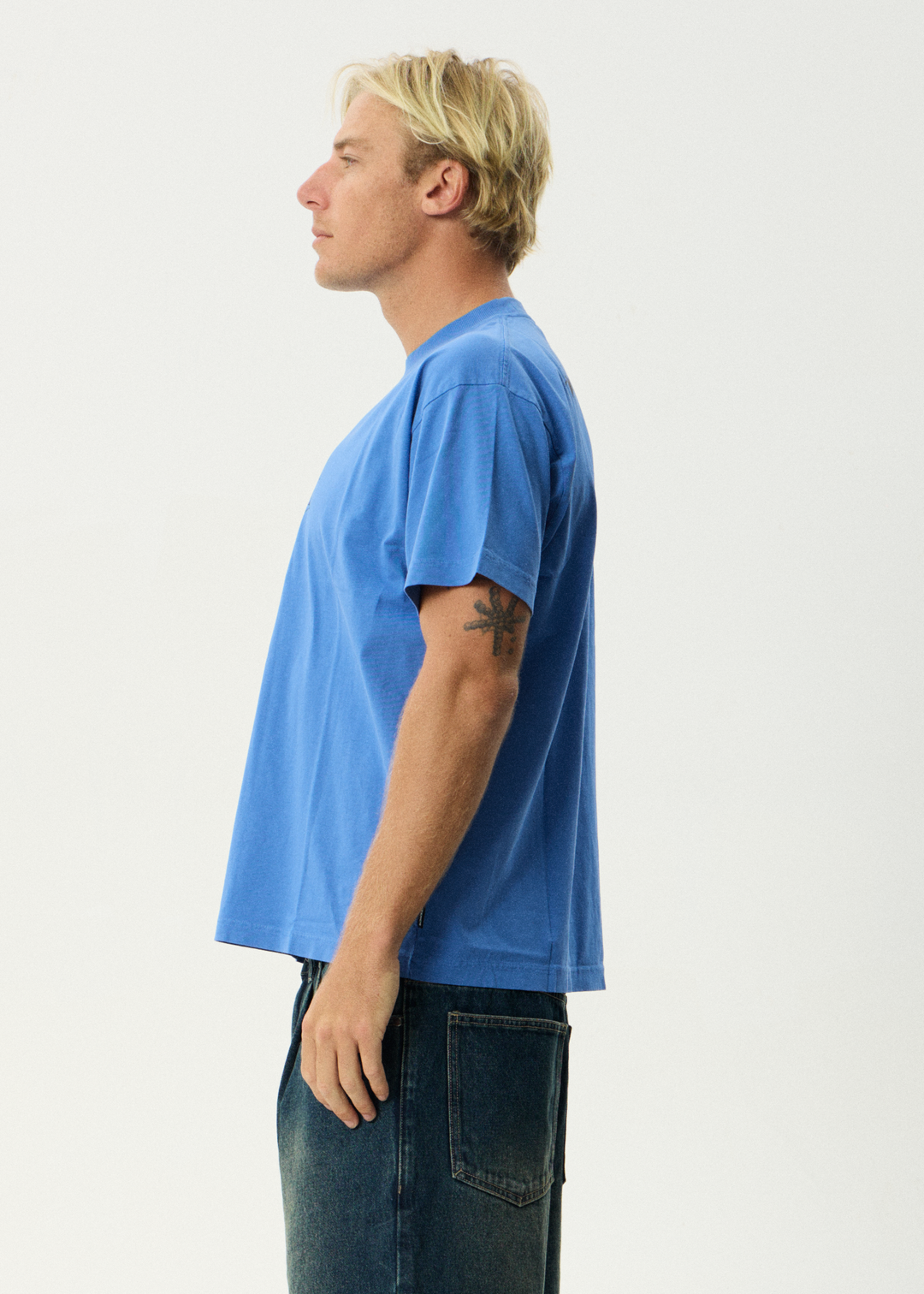 AFENDS Mens Webhead - Boxy Tee - Washed Marina
